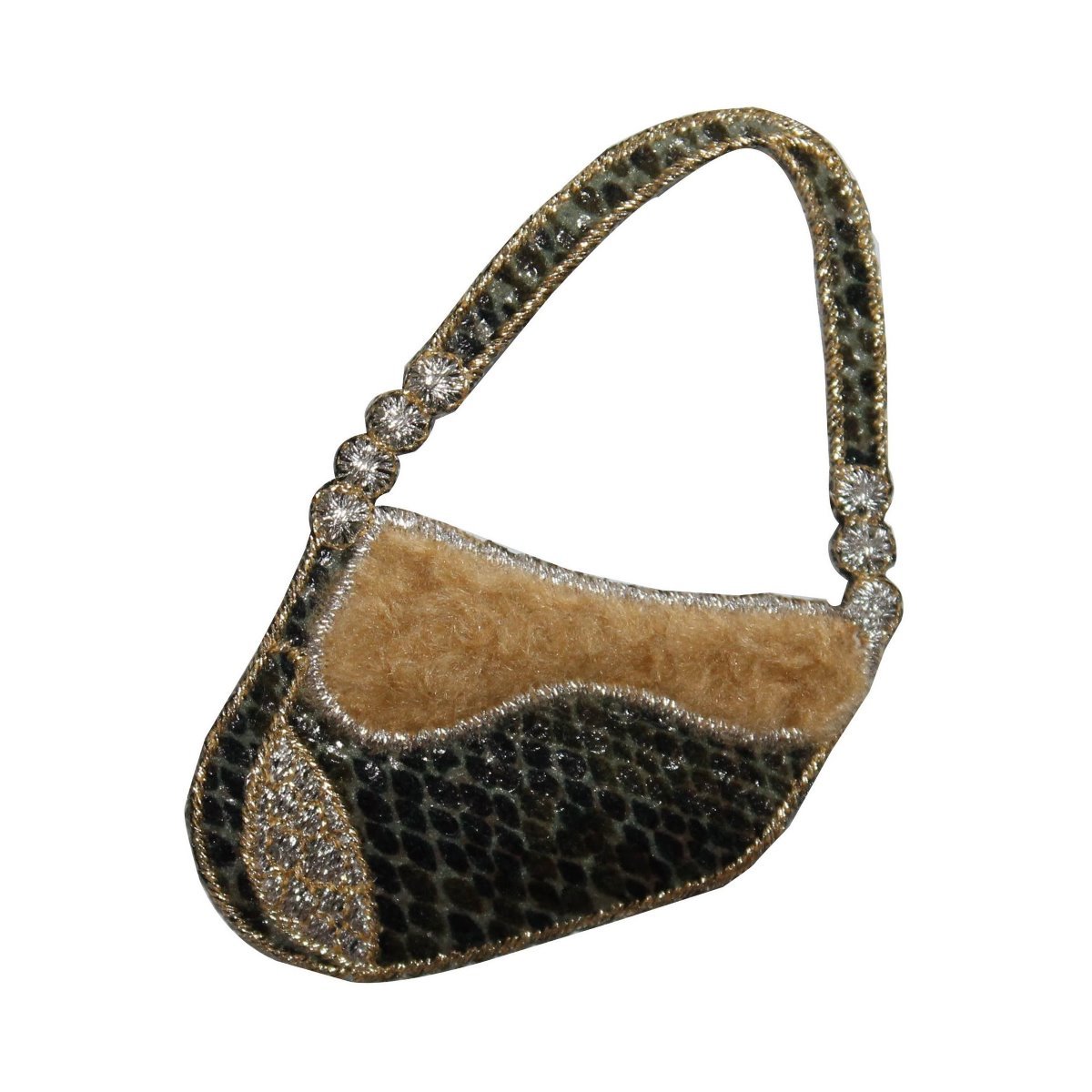 Fuzzy Snakeskin Purse Patch - Embroidered Iron On Applique for Handbags & Fashion Accessories | Perfect for DIY Bag Decor, Jacket Embellishment & Unique Outfit Customization