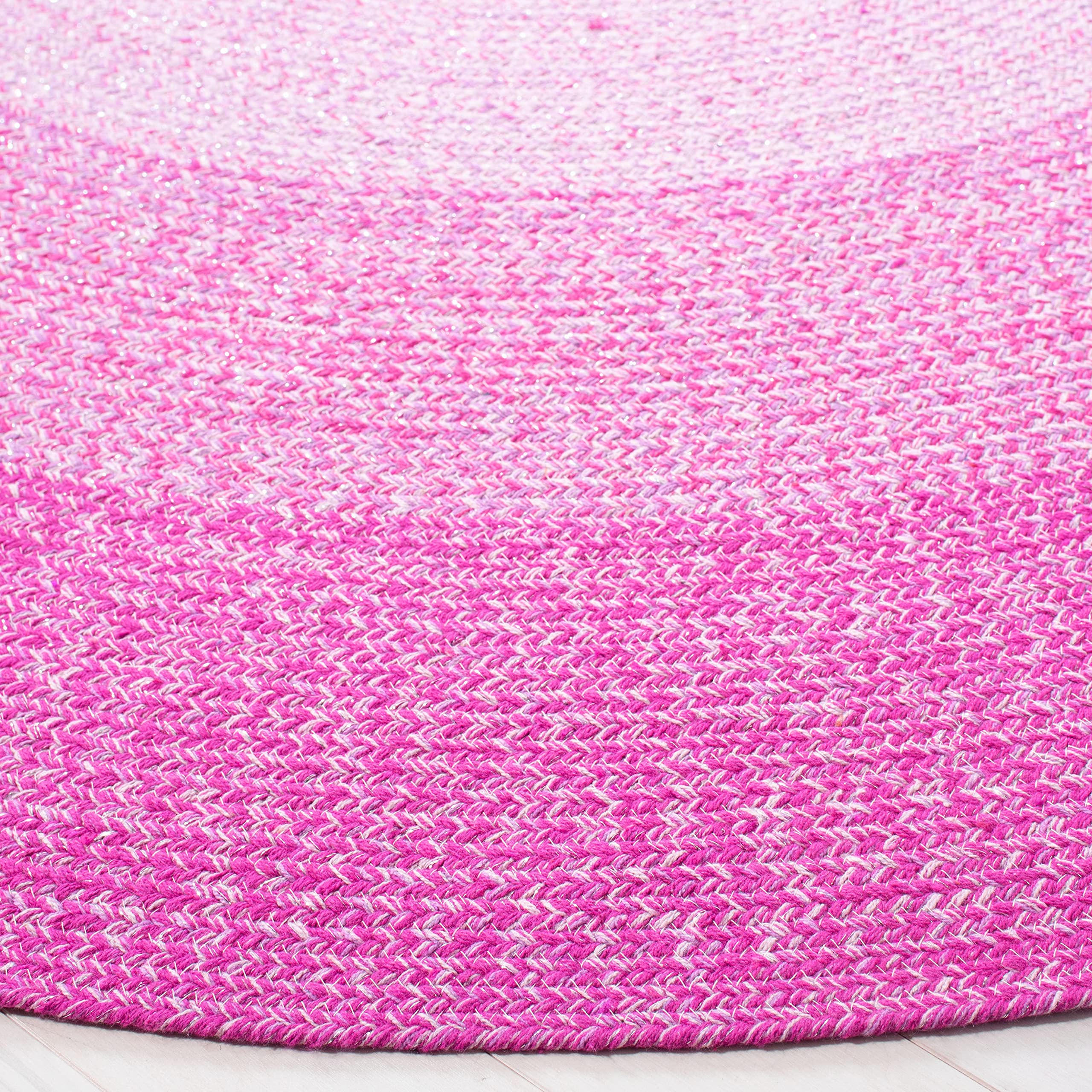 SAFAVIEH Cape Cod Collection 5' Round Red & Pink Handmade Braided Cotton Area Rug - Perfect for Living Room, Bedroom & Nursery Decor