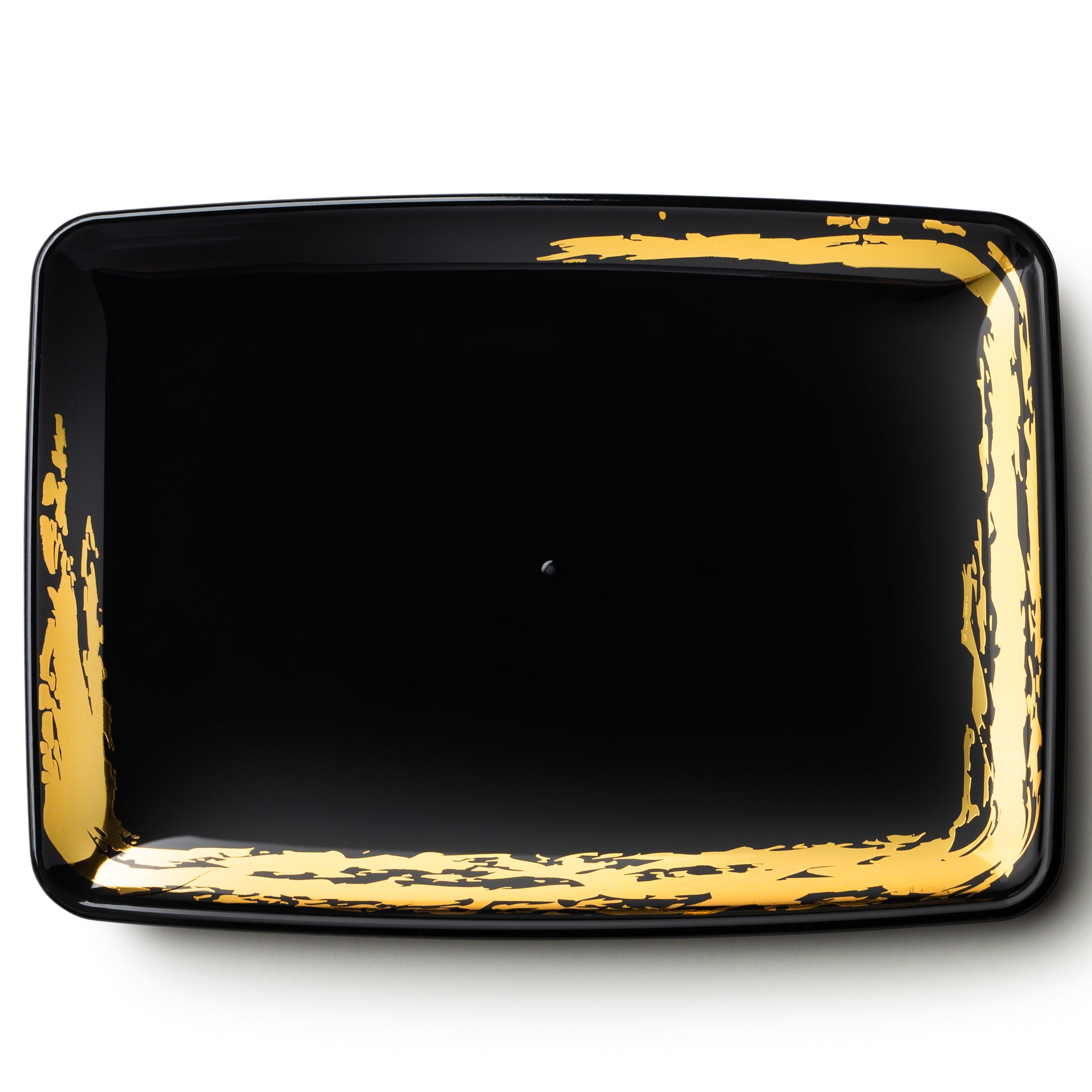 Premium Black and Gold Rectangle Serving Platter Set of 2 - Elegant Appetizer Tray for Parties, Weddings & Holiday Entertaining