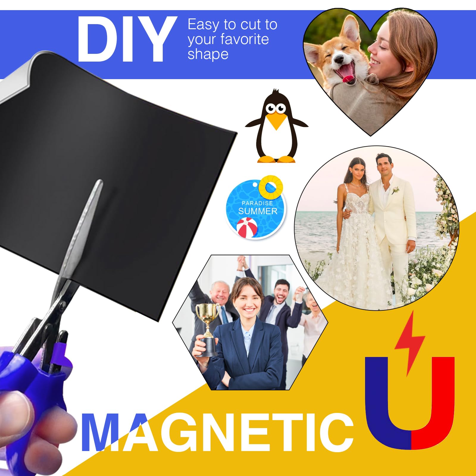 Inkjet Printable Magnetic Paper - 12 mil Thick Non-Adhesive Glossy Sheets for Office & DIY Projects (5 Sheets) | Perfect for Fridge Magnets, Photo Displays & Crafting
