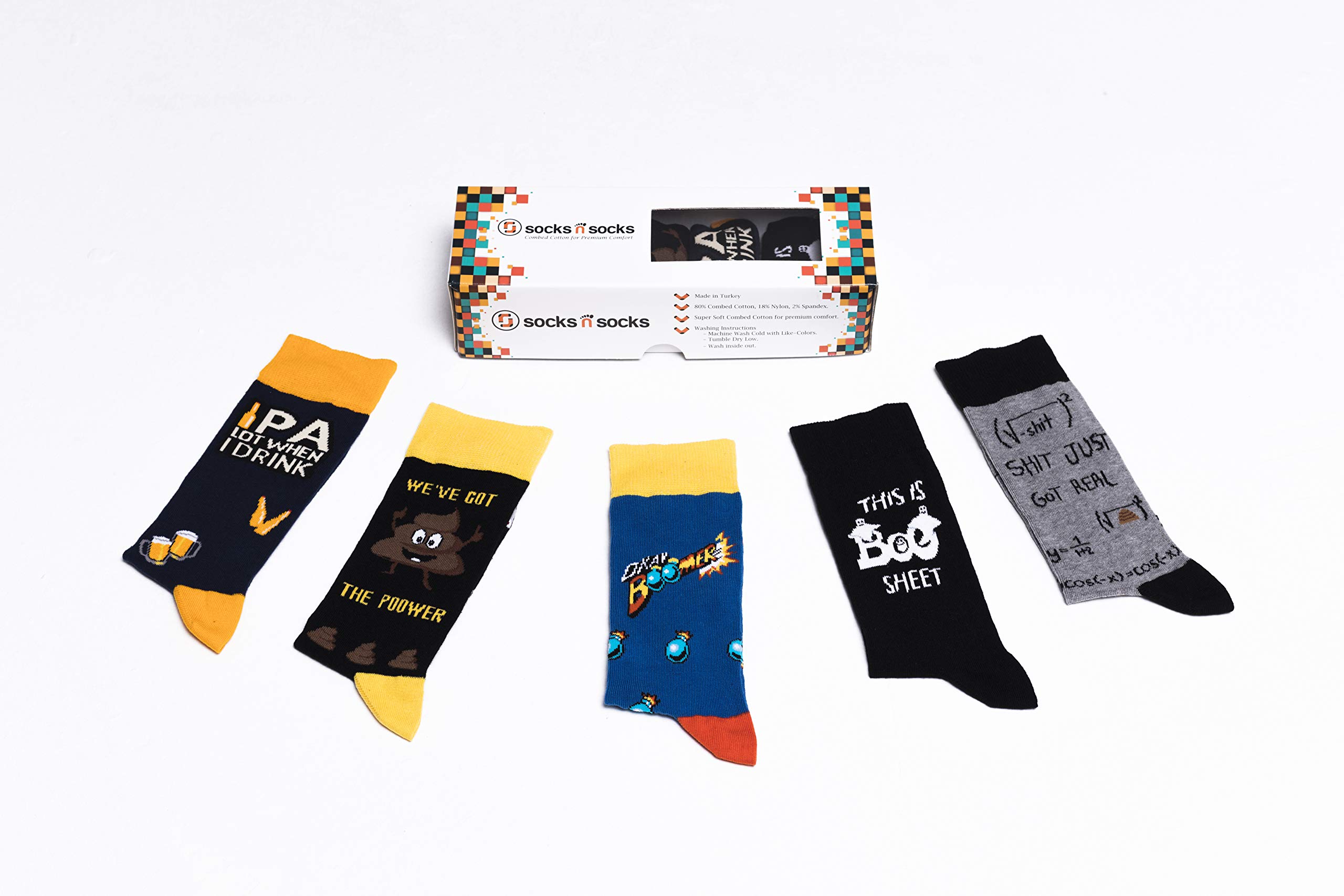 Men's 5-Pack Luxury Colorful Cotton Novelty Dress Socks Gift Box - Fun & Stylish for Office, Party & Casual Wear