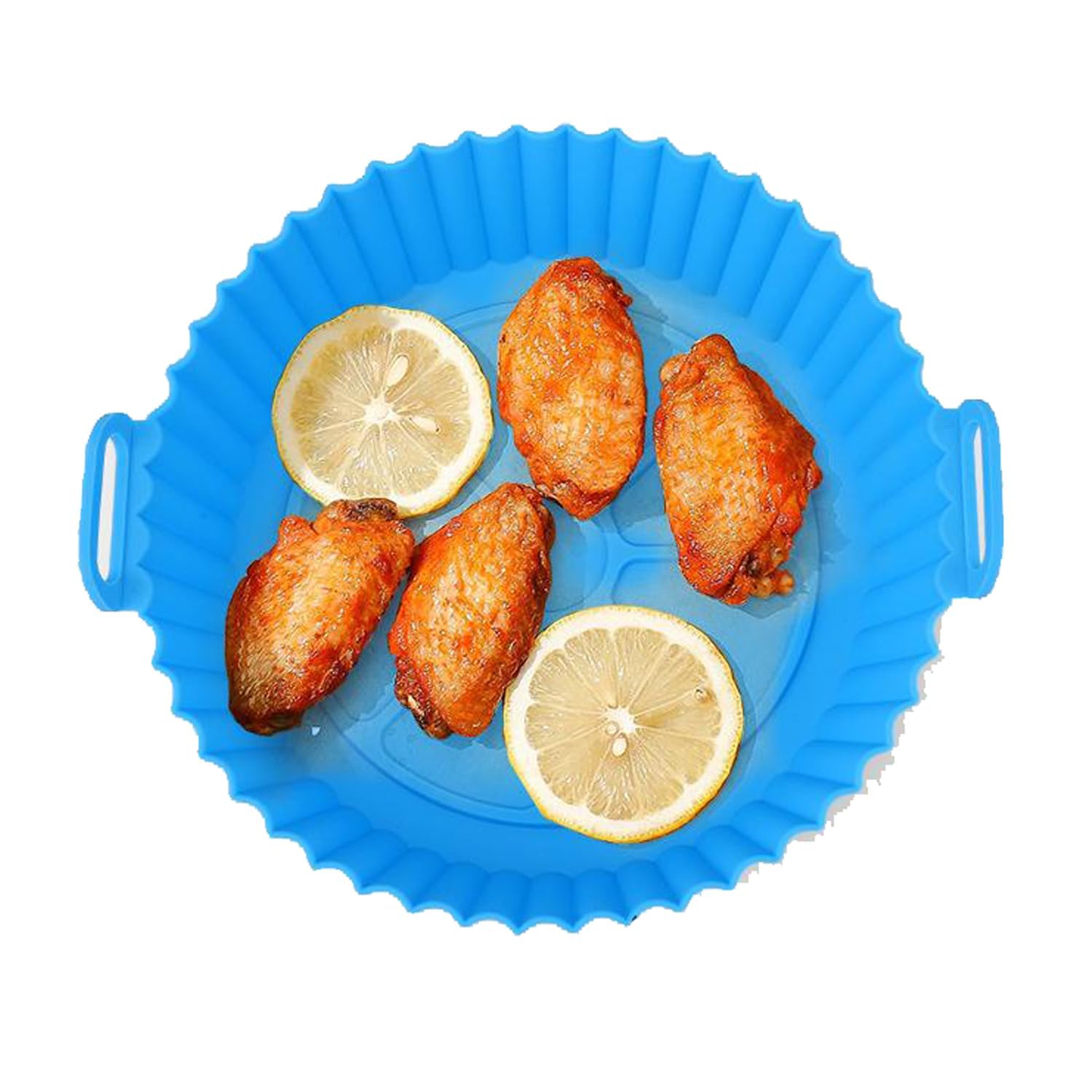 ZELKEY - Reusable Silicone Air Fryer Basket Liner & Baking Tray - Nonstick, Washable, Heat Resistant up to 450°F - Easy to Clean for Healthy Cooking - Perfect for Air Fryers, Ovens & Toaster Ovens (Blue, Pack of 1) - Ideal for Roasting, Baking & Frying Chicken, Fries & Veggies