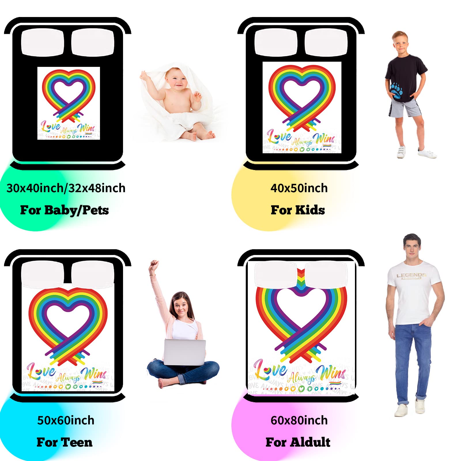 Rainbow Pride Blanket - Super Soft LGBT Fleece Throw for Couch, Sofa & Bed - 60x80 Inch Cozy Flannel Blanket - Perfect Gift for Gay Pride & LGBTQ Support - Ideal for Home Decor, Movie Nights & Cold Weather