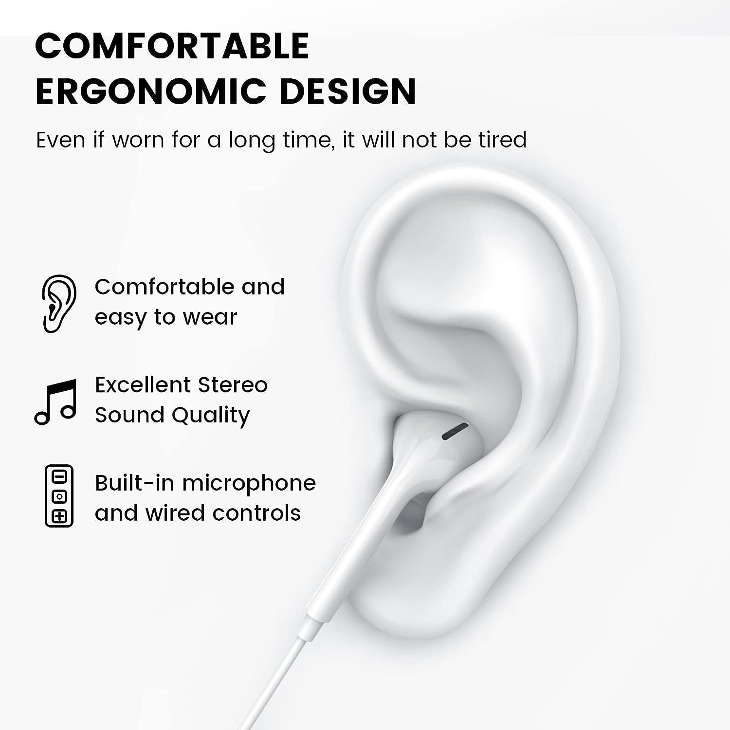 High-Quality USB C Headphones with Mic - Wired HiFi Stereo Noise Cancelling Type C Earphones for iPhone 15/Pro, Samsung Galaxy S23 Ultra/S22/A53/A54, Huawei P40 - Perfect for Gaming, Music & Calls