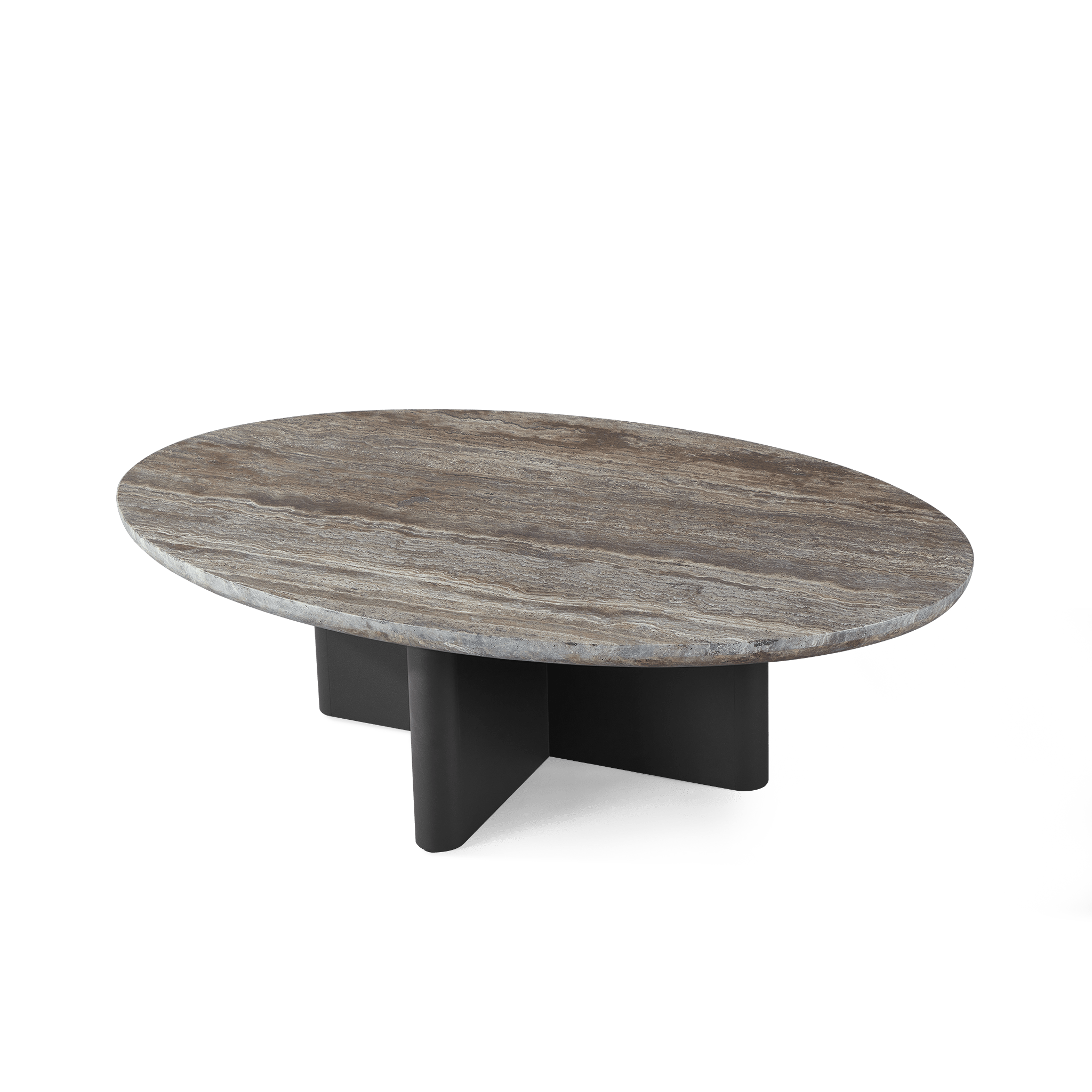 Modern Victoria Aluminum Oval Stone Coffee Table - Stylish Living Room Centerpiece for Home Decor & Entertainment Spaces