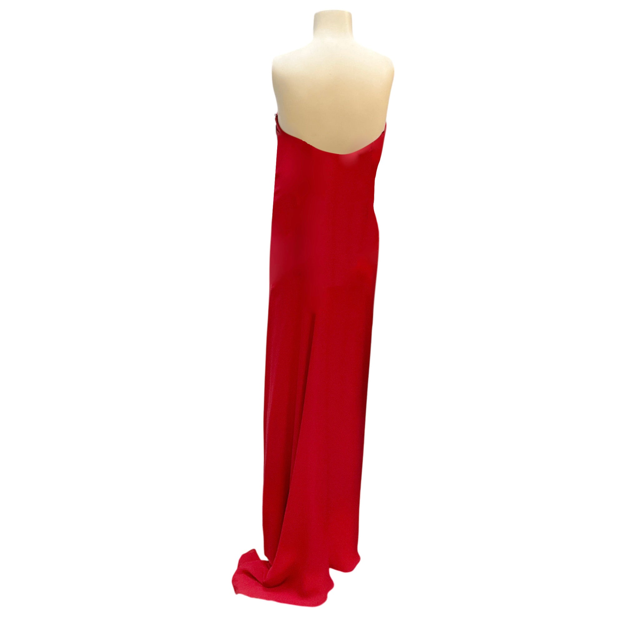 Elie Saab Red Strapless Silk Gown - Elegant Formal Evening Dress for Women | Perfect for Weddings, Galas & Special Occasions