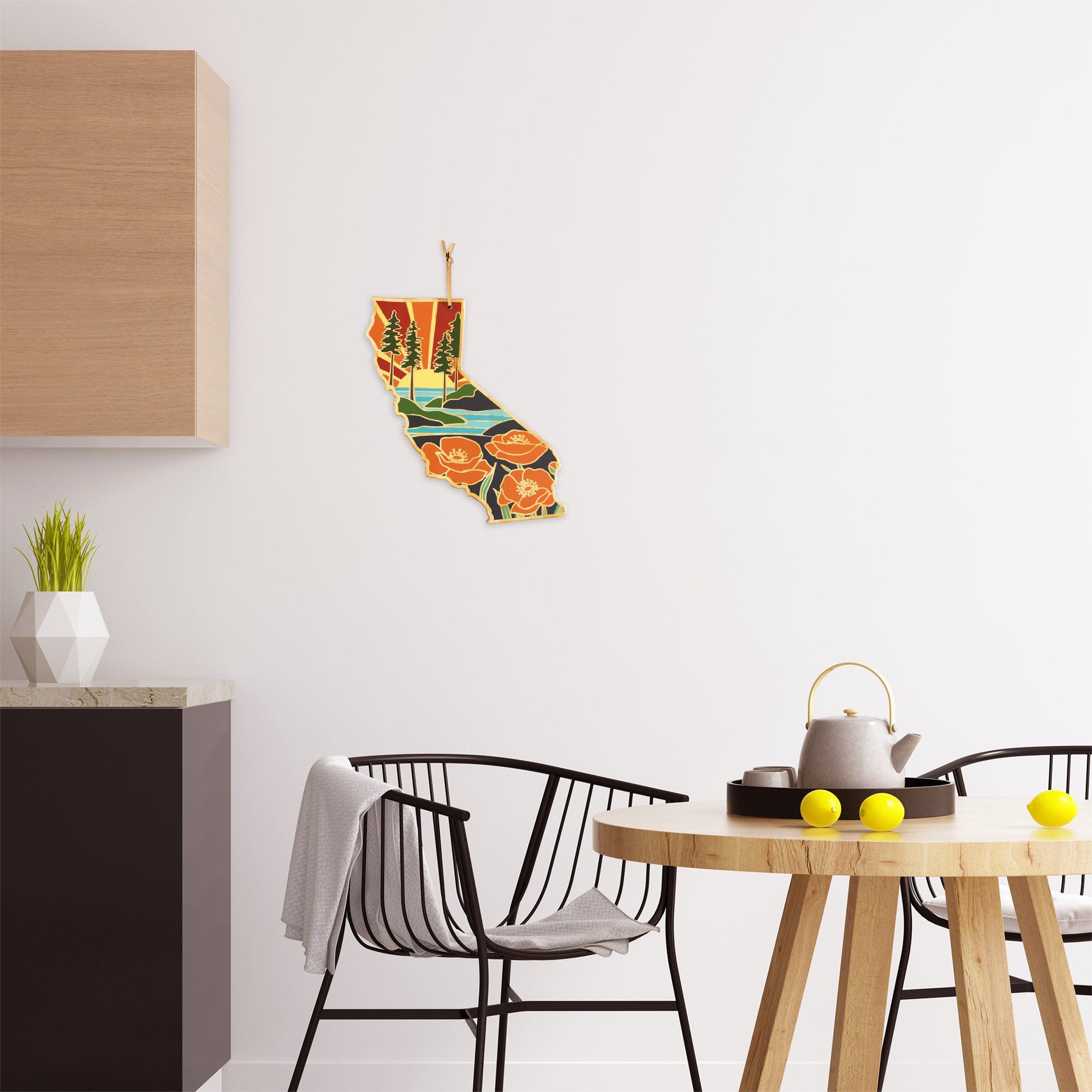 California-Inspired Wooden Cutting Board with Summer Stokes Artwork – Perfect for Kitchen Prep, Charcuterie Boards & Home Decor