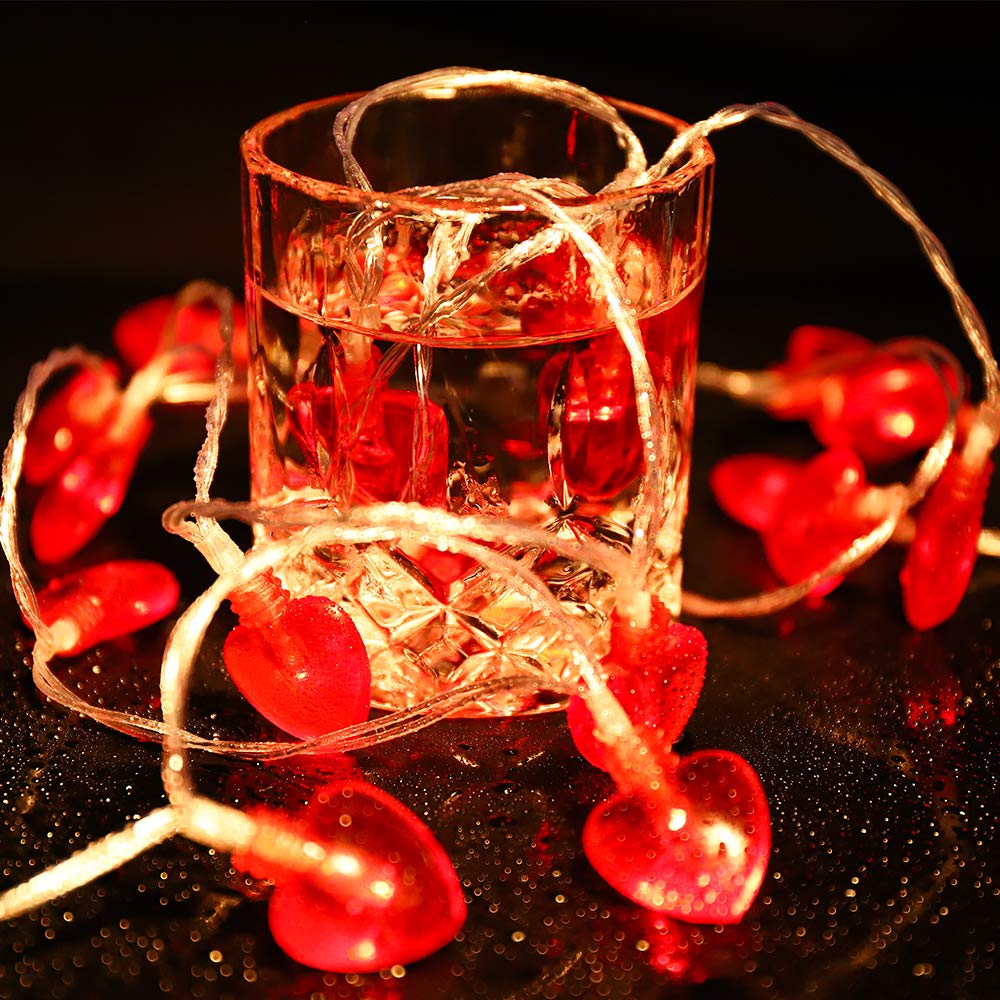 Romantic Red Heart Shaped LED String Lights - 6.5ft 20 LED Fairy Lights with Remote Control for Valentine's Day, Mother's Day, Wedding, Anniversary & Birthday Decor | Perfect for Bedroom, Garden, Party & Holiday Lighting