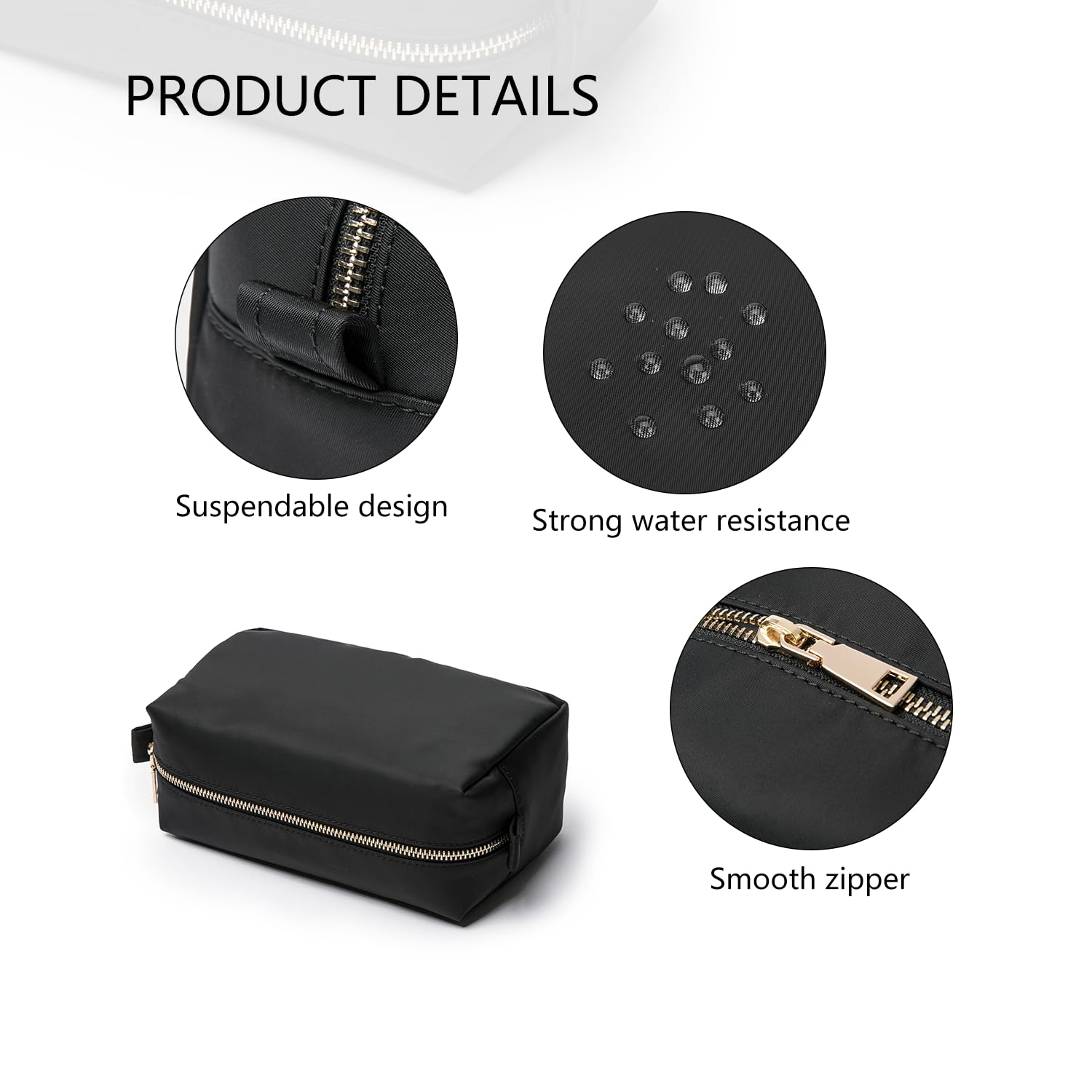 Lightweight Nylon Cosmetic Bag with Ring Clasp - Travel Makeup Organizer for Women, Perfect for Daily Use & Trips