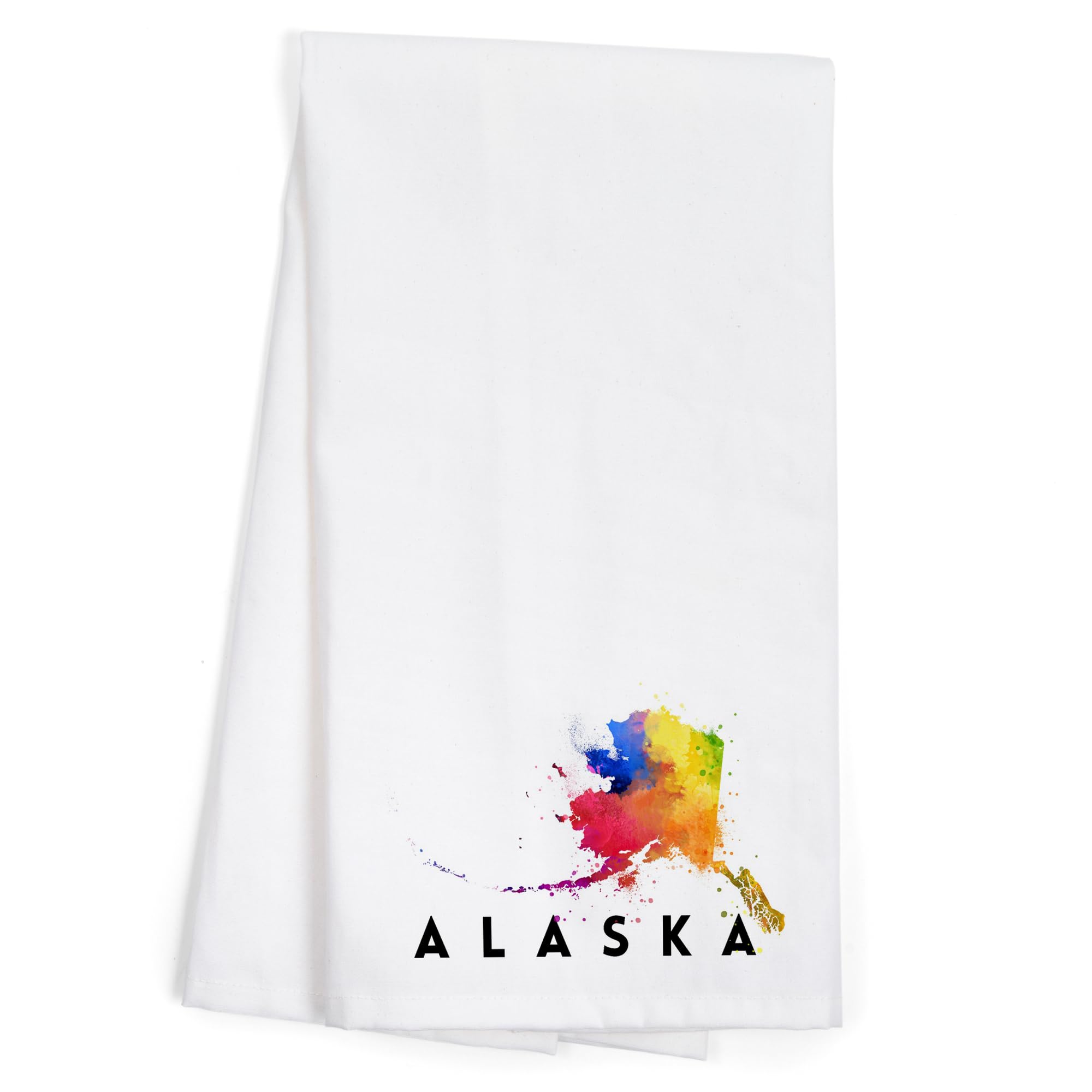 Lantern Press Alaska State Abstract Watercolor Tea Towel - 100% Cotton Decorative Hand Towel for Kitchen & Home - Perfect for Dish Drying, Wall Decor & Gift Giving