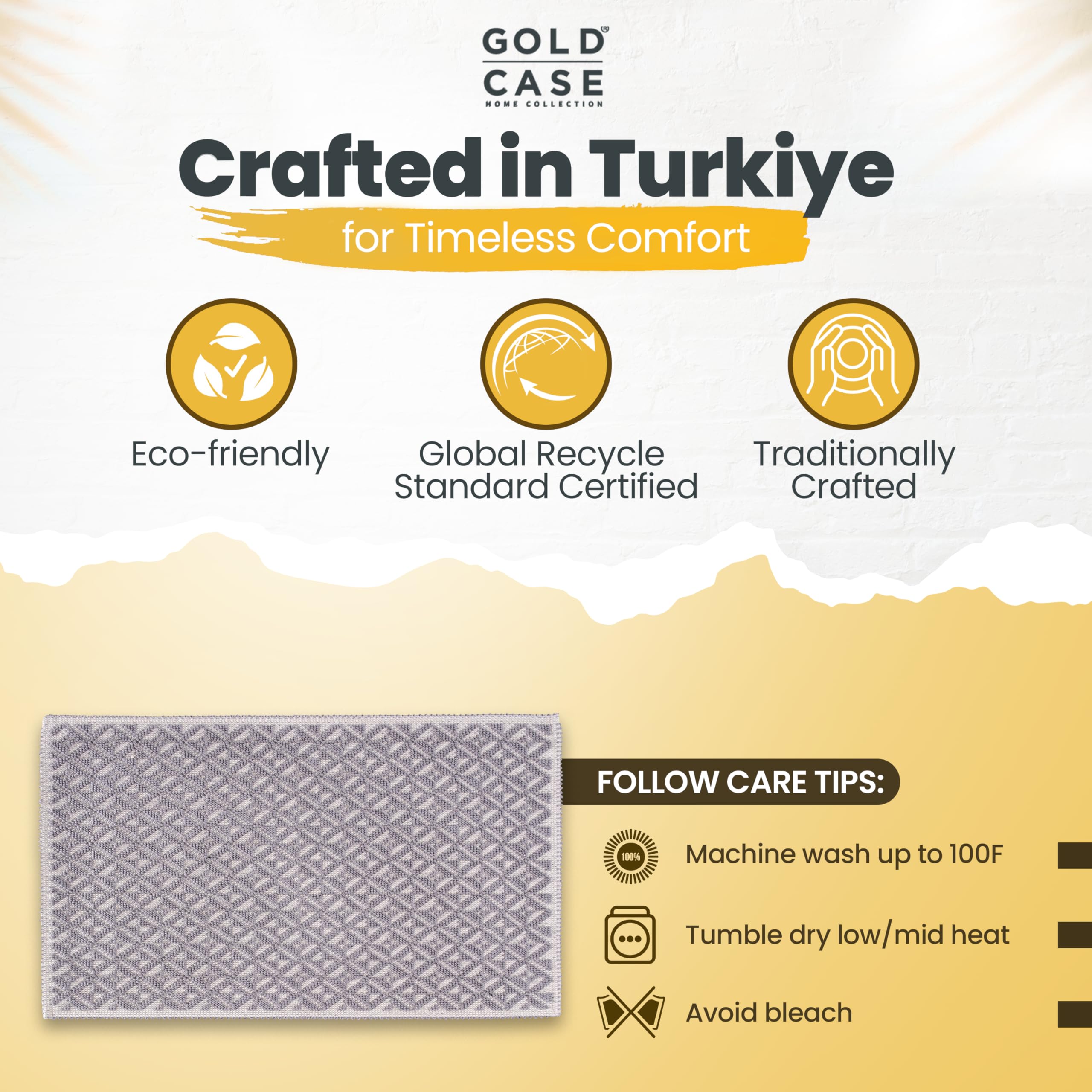 Premium 100% Cotton Bathroom Rugs Set of 2 - Super Absorbent Turkish Bath Mats for Shower & Tub - Non-Slip Quick Dry Bathroom Floor Rugs (16x24 & 20x32, Grey) - Perfect for Bathroom, Spa & Home Decor