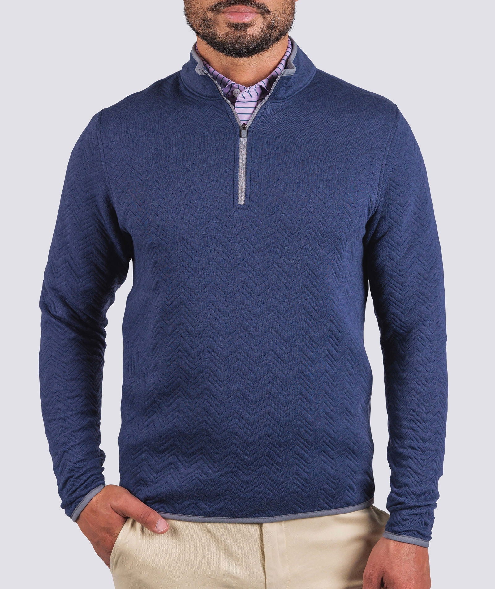 Erwin Quilted Quarter Zip Pullover for Men - Lightweight Fleece Jacket with Stand Collar - Outdoor Hiking, Camping & Casual Wear