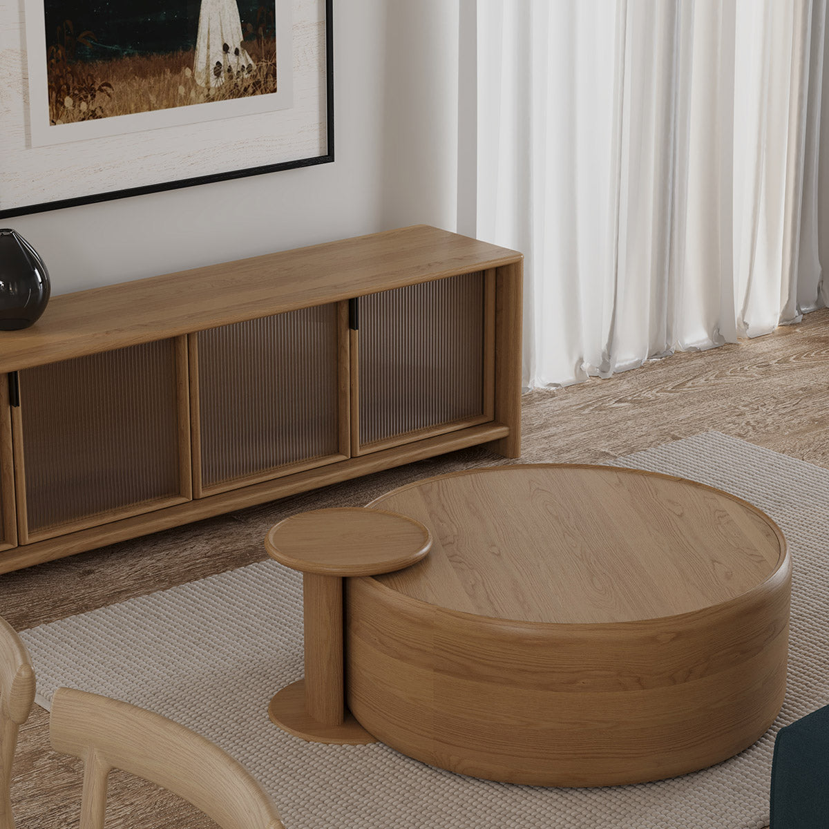 Round Coffee Table - Modern Wooden Living Room Furniture for Small Spaces | Perfect for Home, Office & Lounge Decor