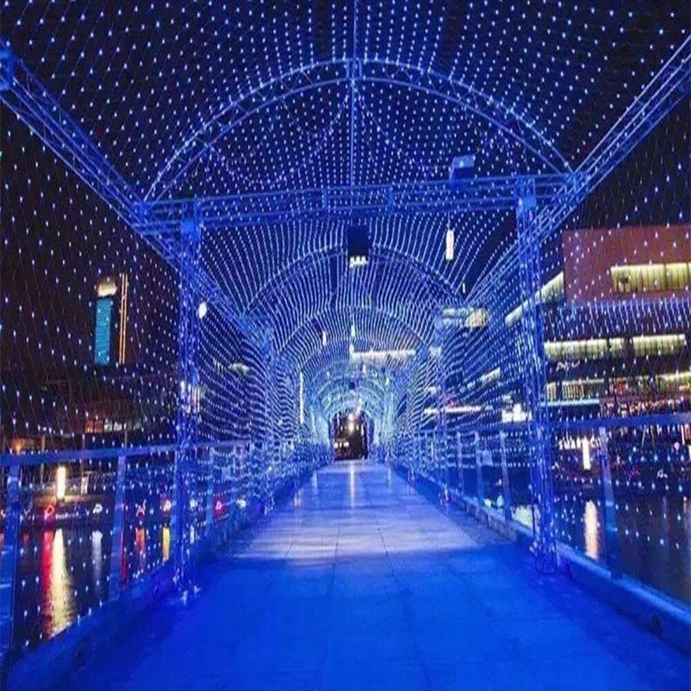 Solar Powered 204 LED Net Mesh String Lights - Waterproof 8 Modes Outdoor/Indoor Christmas Decorations for Tree, Wedding, Window Wall, Sweetheart Table, Camping & Beach (Blue) | Perfect for Holiday Lighting, Garden Parties & Romantic Ambiance