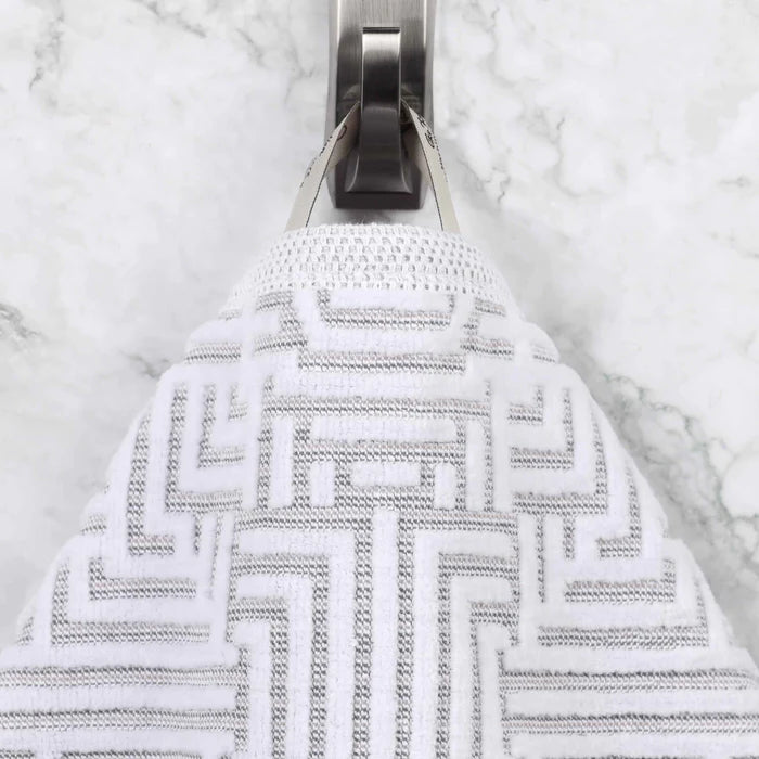 Premium Cotton Modern Geometric Jacquard Plush Bath Towel Set of 2 - Ultra Absorbent & Quick Dry Bath Sheets for Spa, Gym & Luxury Bathroom Decor
