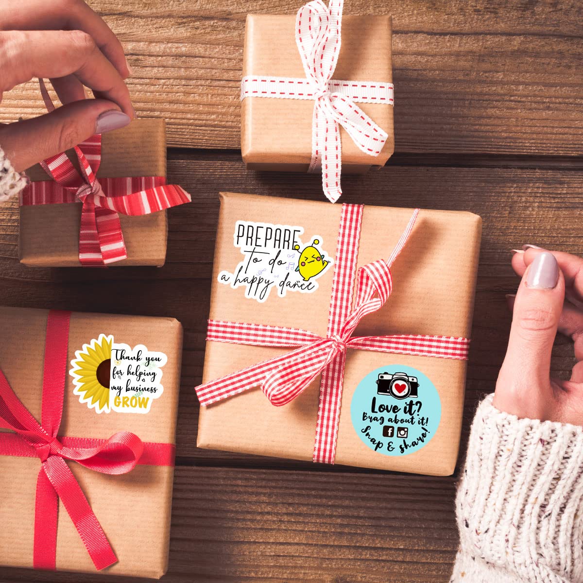 Happy Dance Stickers - Thank You Stickers for Small Business | Handmade Envelope Labels for Online Retailers & Handmade Goods (500 Labels/Roll) - Perfect for Packaging, Thank You Notes & Small Shop Branding