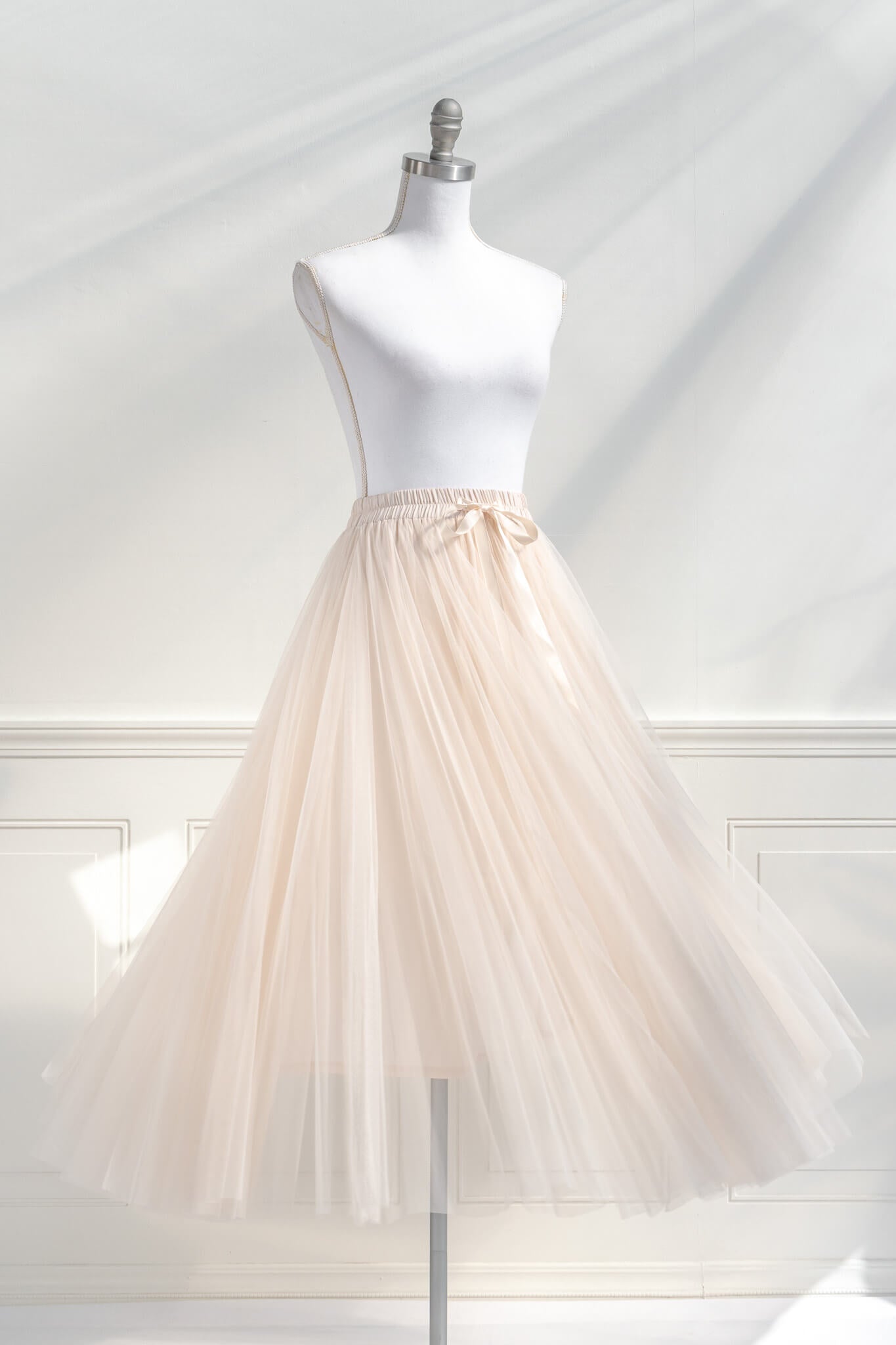 Chloe Tulle Midi Skirt for Women - Elegant Cream Layered Ballet Skirt | Perfect for Weddings, Parties & Photo Shoots