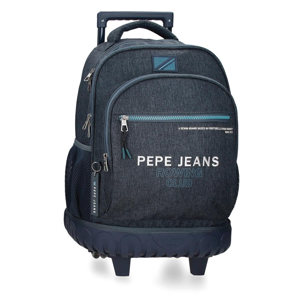 Pepe Jeans Edmon School Backpack 33 x 44 x 21 cm - 28.9L Polyester Blue Bookbag for Students & Teens - Perfect for School, College, Travel & Daily Use