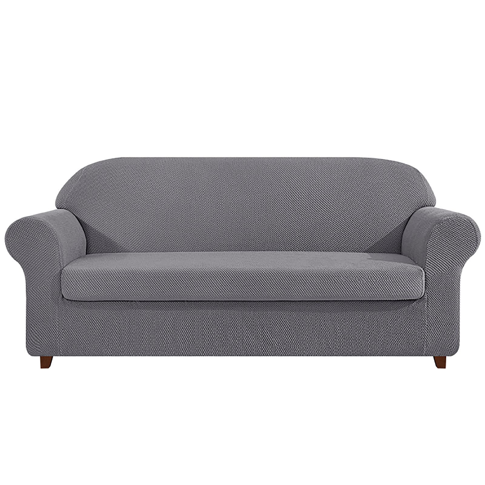 JHLD 2-Piece Jacquard Sofa Cover - Thick Stretch Non-Slip Elastic Slipcover for 1/2/3 Seater Couches - Light Gray (Large) - Perfect for Living Room, Kids' Play Area & Pet-Friendly Homes