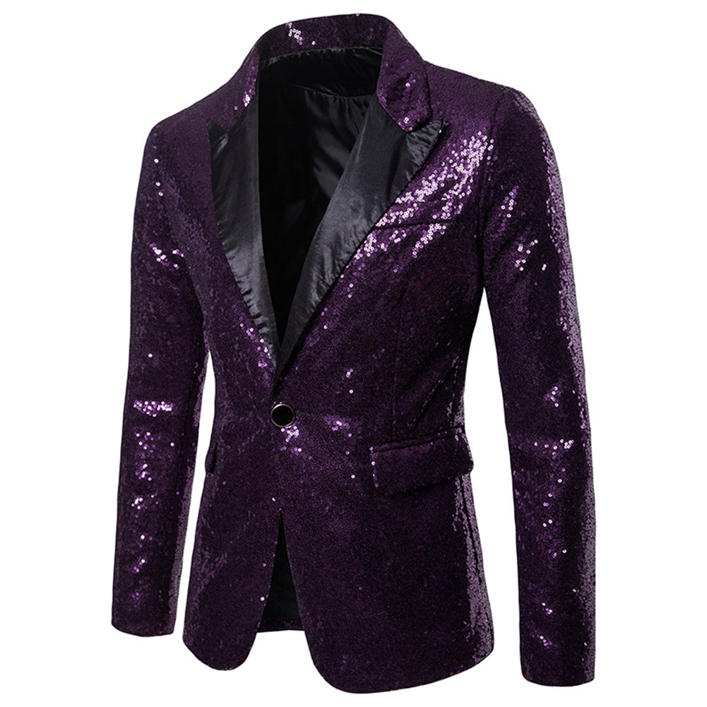 Sparkling Purple Sequin Tuxedo Blazer for Women - Elegant Party Jacket for Prom, Evening Events & Special Occasions