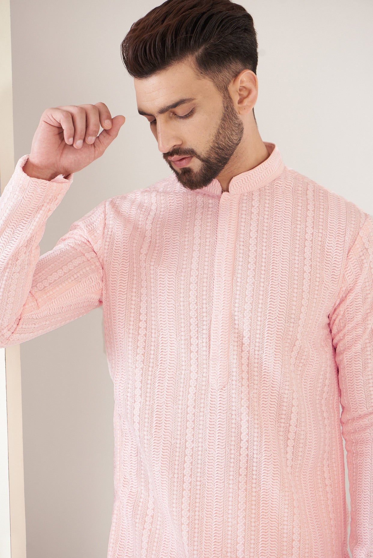 Elegant Pink Chikankari Kurta for Women - Traditional Indian Embroidered Tunic Top - Perfect for Festivals, Weddings & Casual Wear