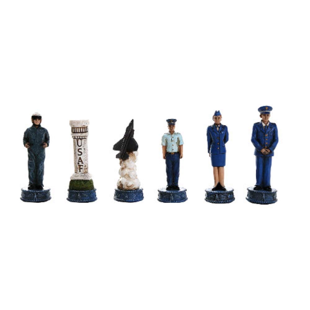 US Air Force vs Marines Military Chess Set - Hand-Painted Pieces with Glass Board - Perfect for Collectors, Military Enthusiasts & Strategy Game Lovers