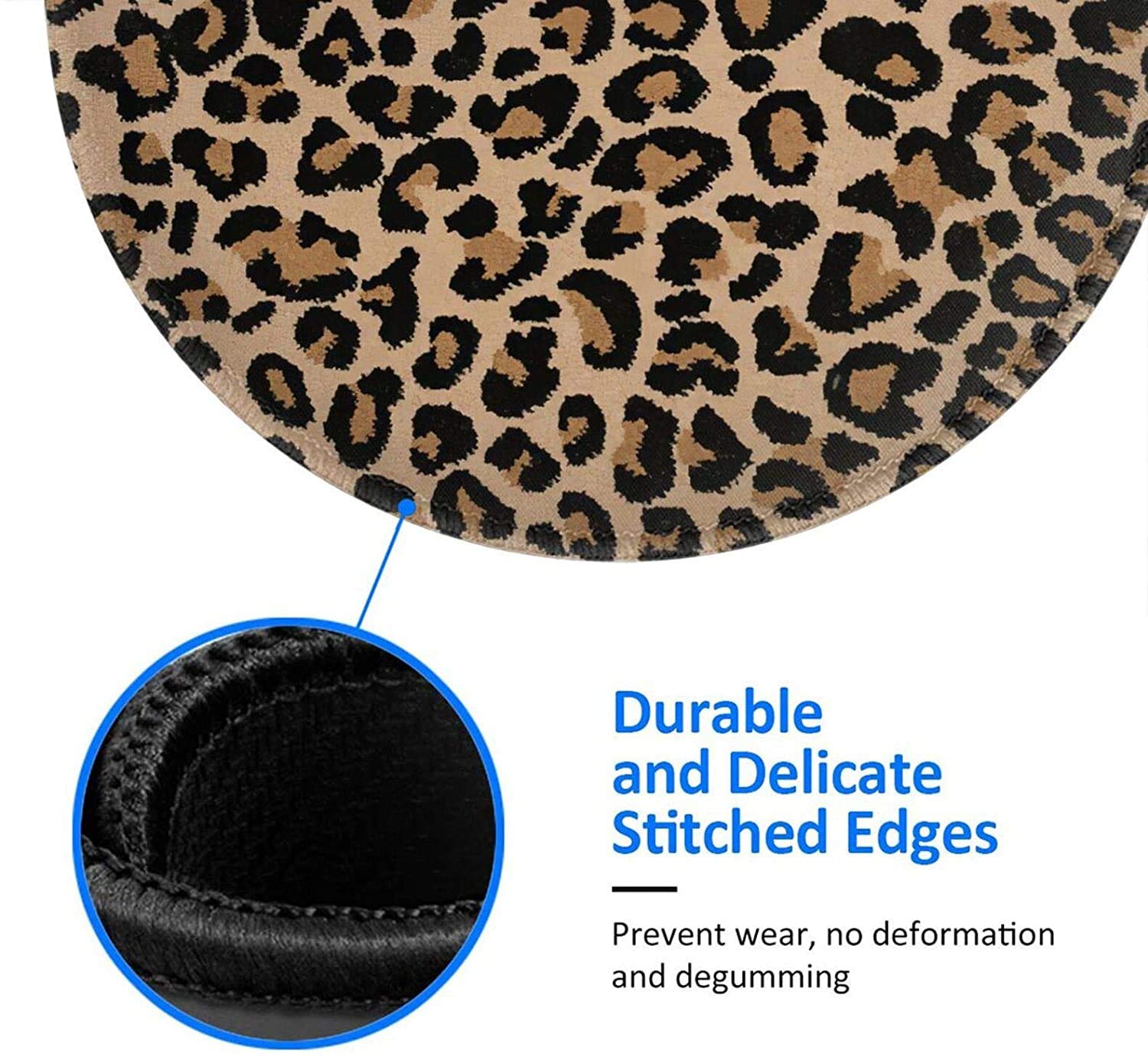 Premium Leopard Print Mouse Pad - Non-Slip Rubber Base with Stitched Edge, Cheetah Pattern Gaming & Office Mouse Mat (7.9