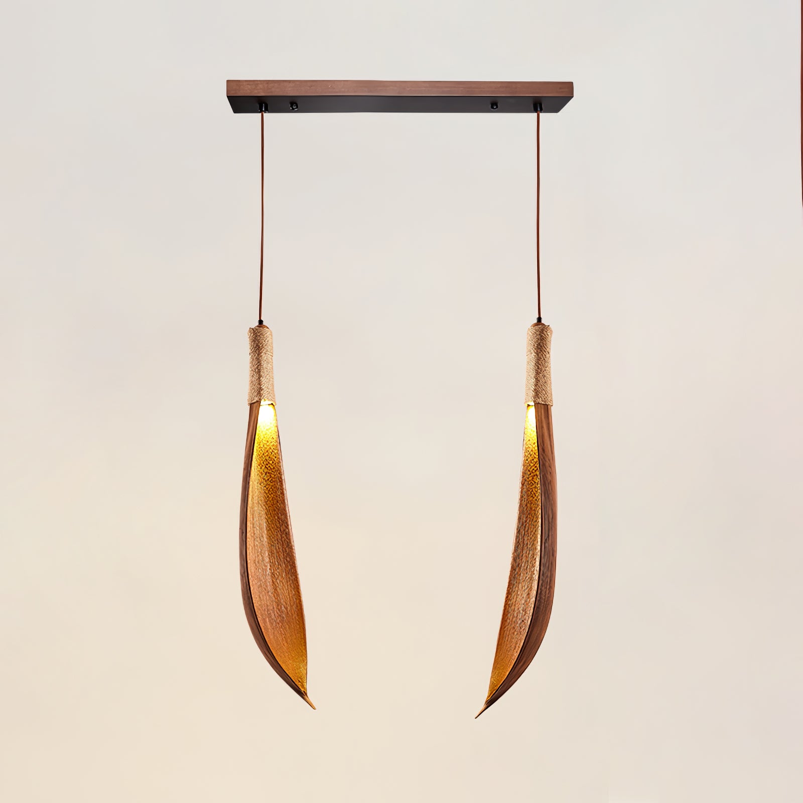 Handmade Cocoa Leaf Pendant Light - Natural Rattan Hanging Lamp for Boho Home Decor, Perfect for Living Room, Bedroom or Dining Area Lighting