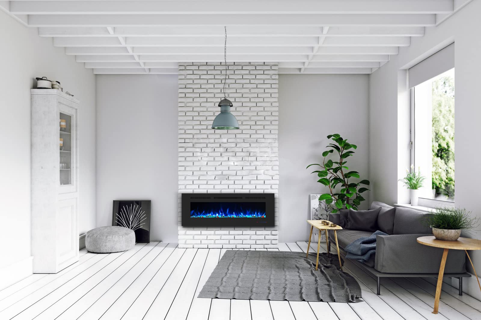 50 Inch Recessed Electric Fireplace Heater - Wall Mounted Fireplace Insert with Adjustable 13×13 Flame Colors, Thermostat, Timer & Remote Control - Perfect for Living Room, Bedroom & Office Warming