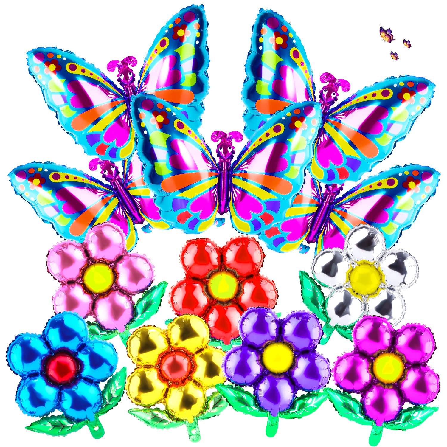 AIEX 12pcs Butterfly Foil Balloons - Colorful Flower Balloon Decorations for Birthday, Baby Shower, Wedding & Party Themes | Perfect for Girls' Celebrations, Room Decor, and Photo Backdrops