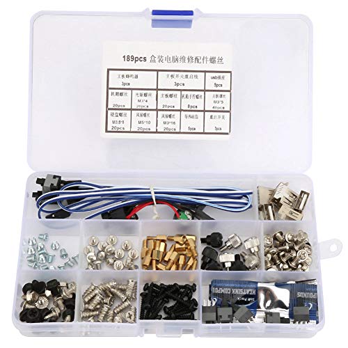 189Pcs Computer Screws Assortment Kit - Hard Drive, Case, Motherboard, Fan & GPU Repair Screws | Premium Computer Repair Accessories for PC Builders & Technicians | Perfect for Home DIY, Office Maintenance & IT Professional Use