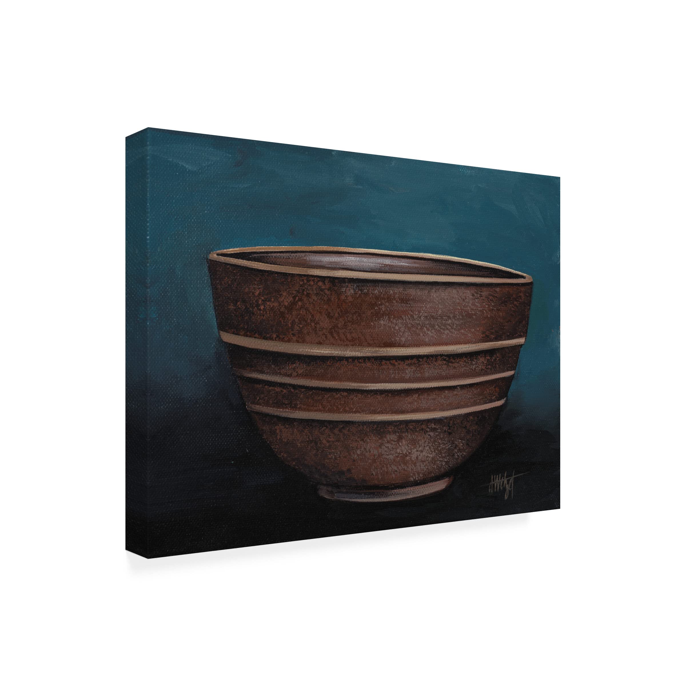 Debbi Wetzel 'Brown Bowl' Canvas Wall Art Print - Modern Home Decor for Living Room, Bedroom & Office - Handmade Fine Art Painting for Contemporary Interior Design