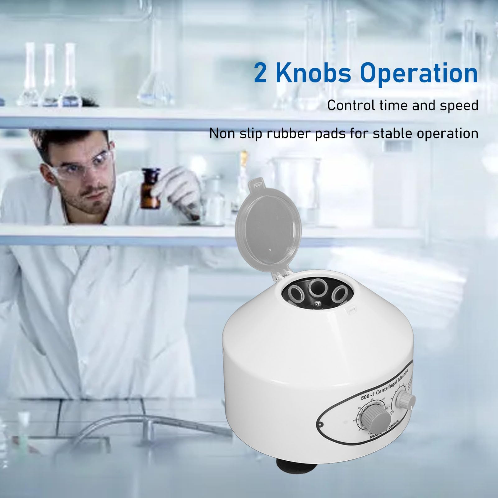 High Speed 4000rpm Benchtop Centrifuge Machine with Timer & Speed Control - 20ml x 6 Capacity Electric Lab Centrifuge for DNA, Blood Sample Separation - Ideal for Medical, Research & Laboratory Use