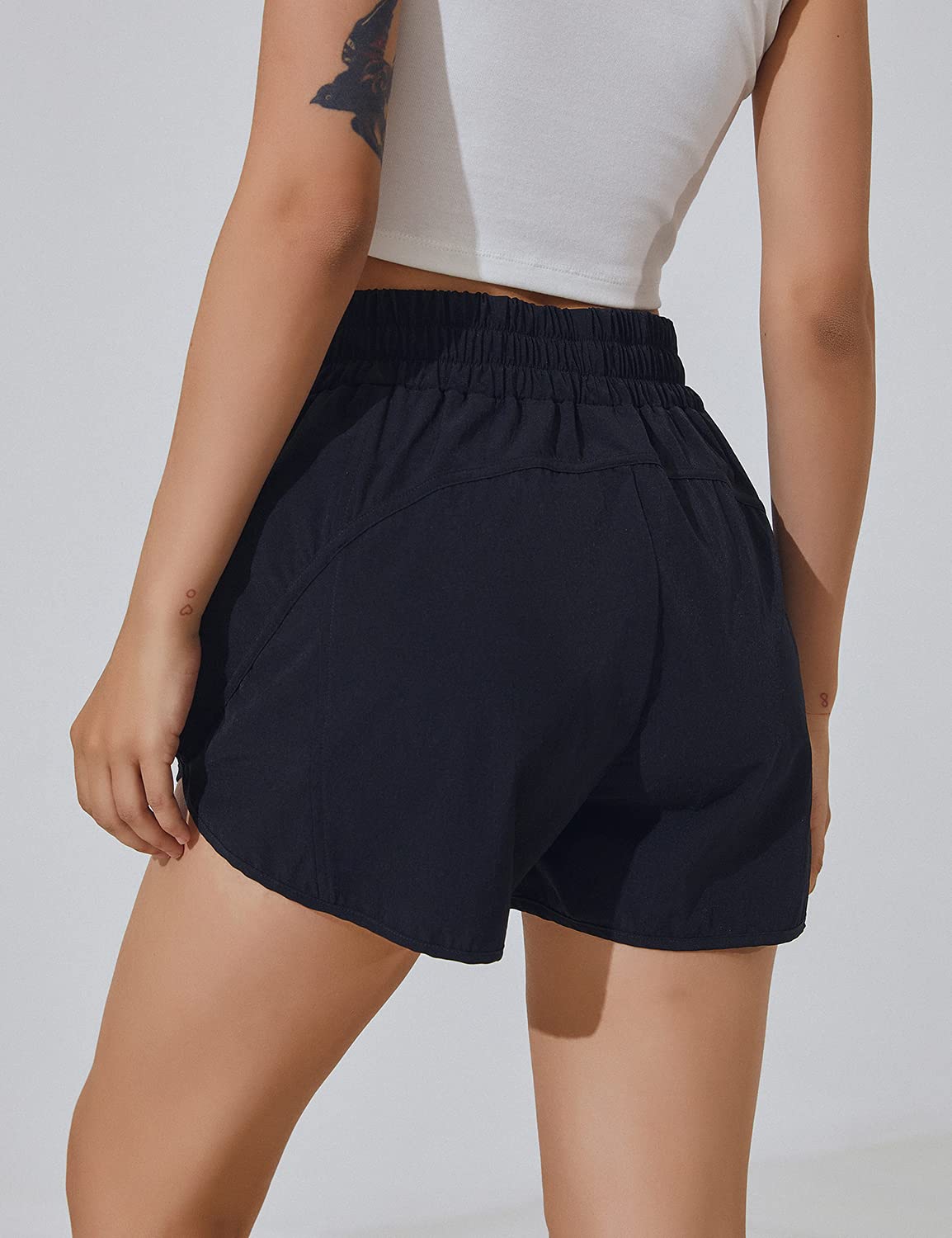 Women's High Waisted Running Shorts - Quick Dry Athletic Workout Shorts with Zipper Pocket for Jogging, Gym & Yoga | Blooming Jelly Brand
