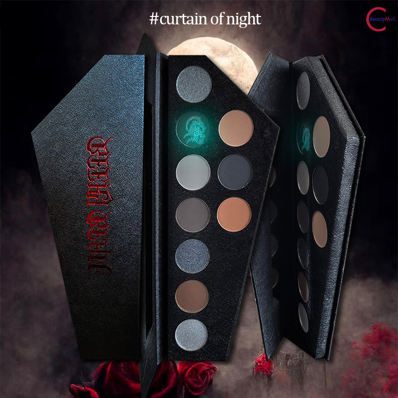 BEEKY BEAM Nightfall Coffin Eyeshadow Palette - 12 Matte & Shimmer Shades, Vegan & Cruelty-Free Makeup for Smokey Eye & Evening Looks - Perfect for Party, Date Night & Special Occasions