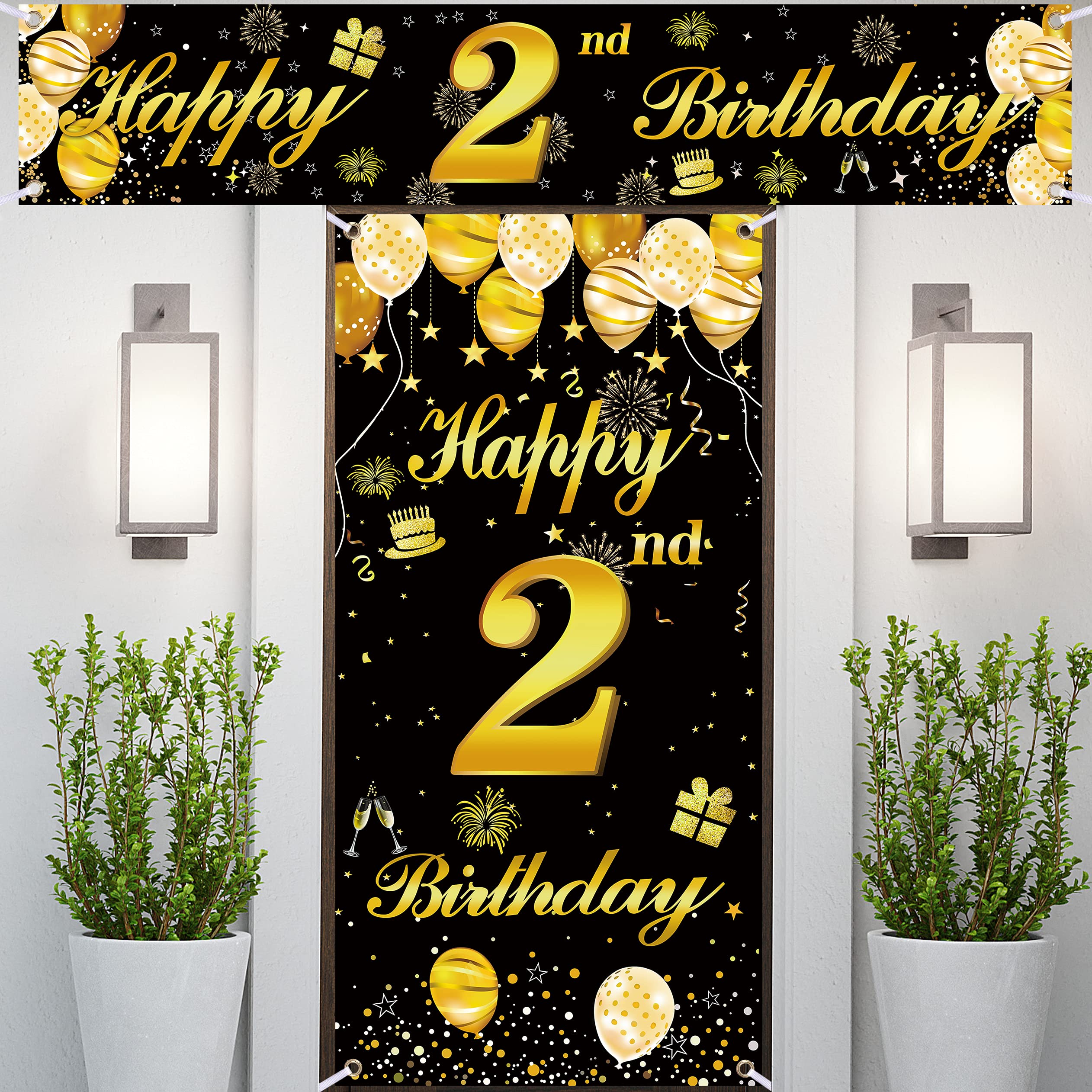 2nd Happy Birthday Door Banner - Birthday Decorations for Men, Party Supplies, Backdrop for Boys' Birthday Celebration | Perfect for Home, Office, or Outdoor Birthday Parties