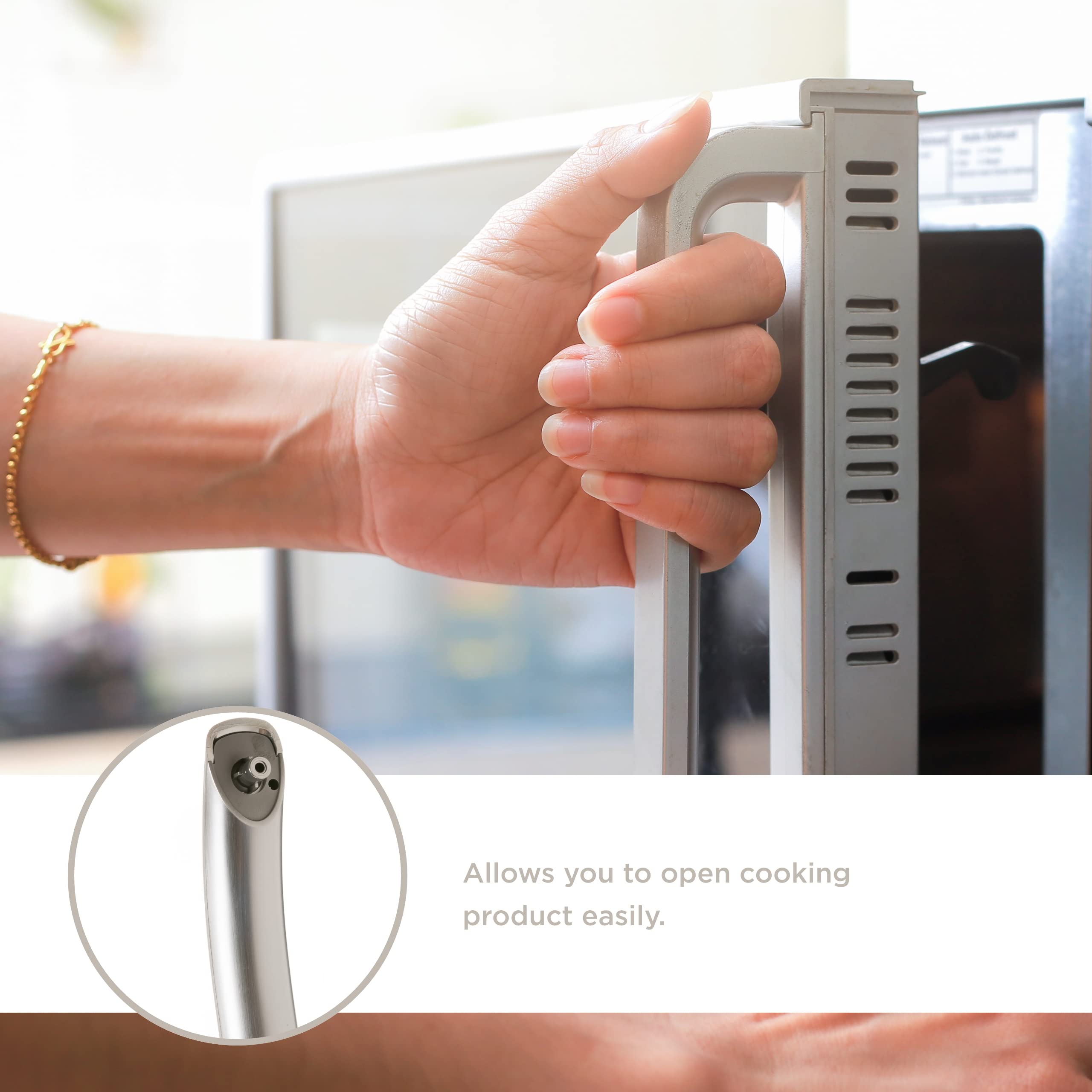 GE Appliances WB15X10265 Stainless Steel Microwave Door Handle Replacement - Compatible with Select GE Microwave Models, Durable & Easy to Install for Kitchen Appliance Repair