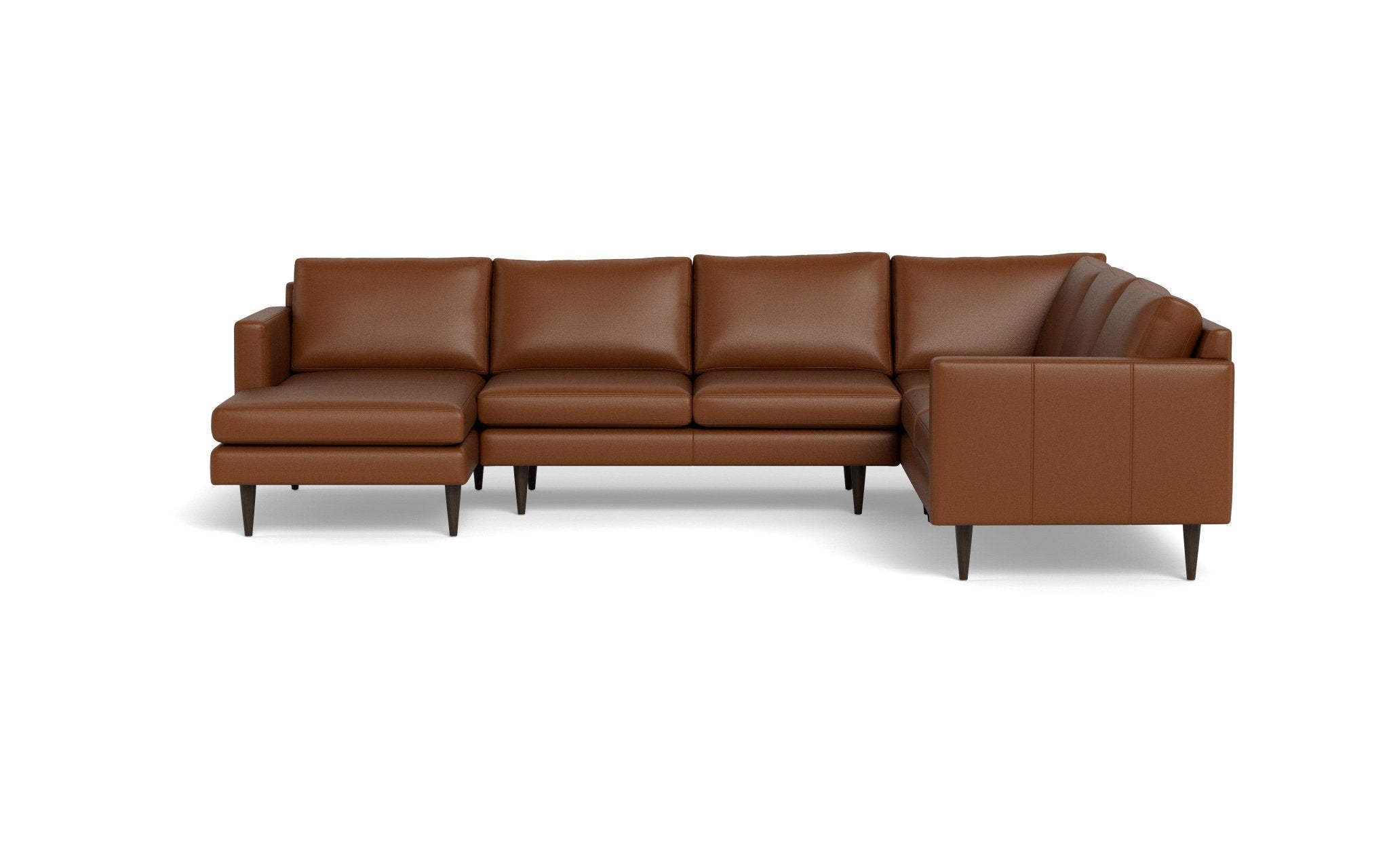 Wallace 131 Genuine Leather Sectional Sofa with Left Chaise - Modern Untufted Corner Couch for Living Room, Lounge & Home Theater