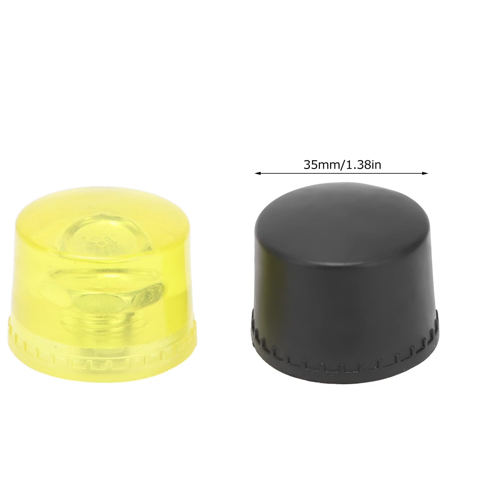 2-Pack Rubber Hammer Replacement Heads - 35mm Diameter Striking Tips for Mallet Accessories (Yellow & Black) - Ideal for Woodworking, Auto Repair & DIY Projects