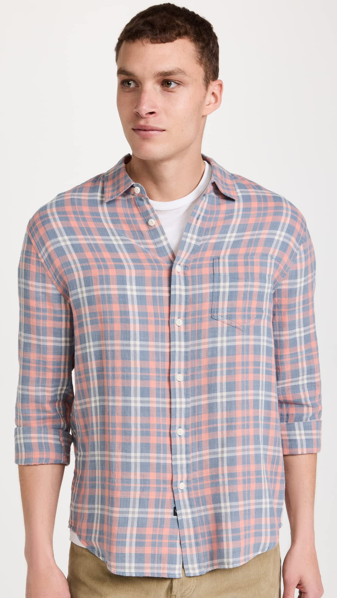 Rails Men's Wyatt Long Sleeve Plaid Shirt - Valencia Sun Color, XXL Size - Perfect for Casual Wear, Office & Outdoor Activities