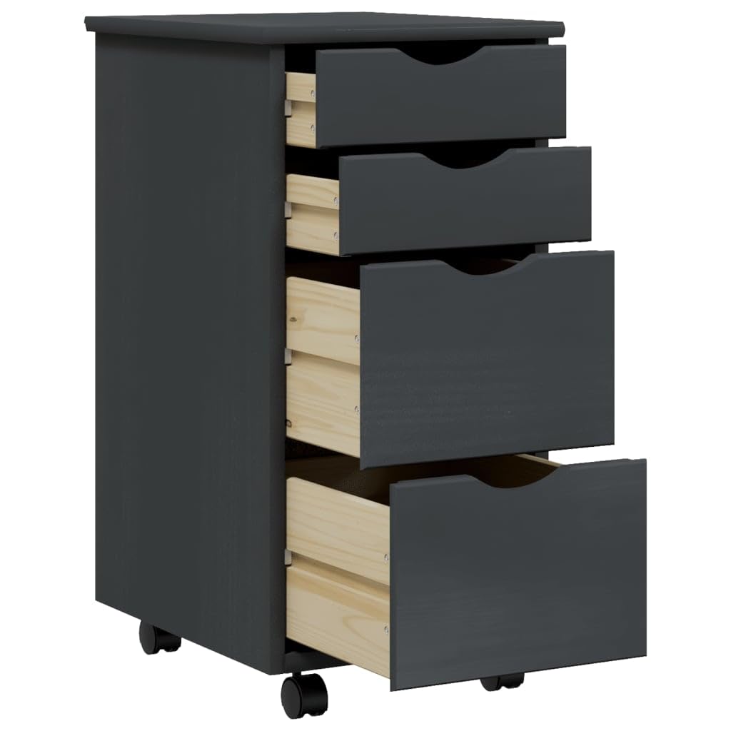 4-Drawer Rolling Dresser with Wheels - Mobile Wooden Chest Organizer for Office, Bedroom & Home - 13.4