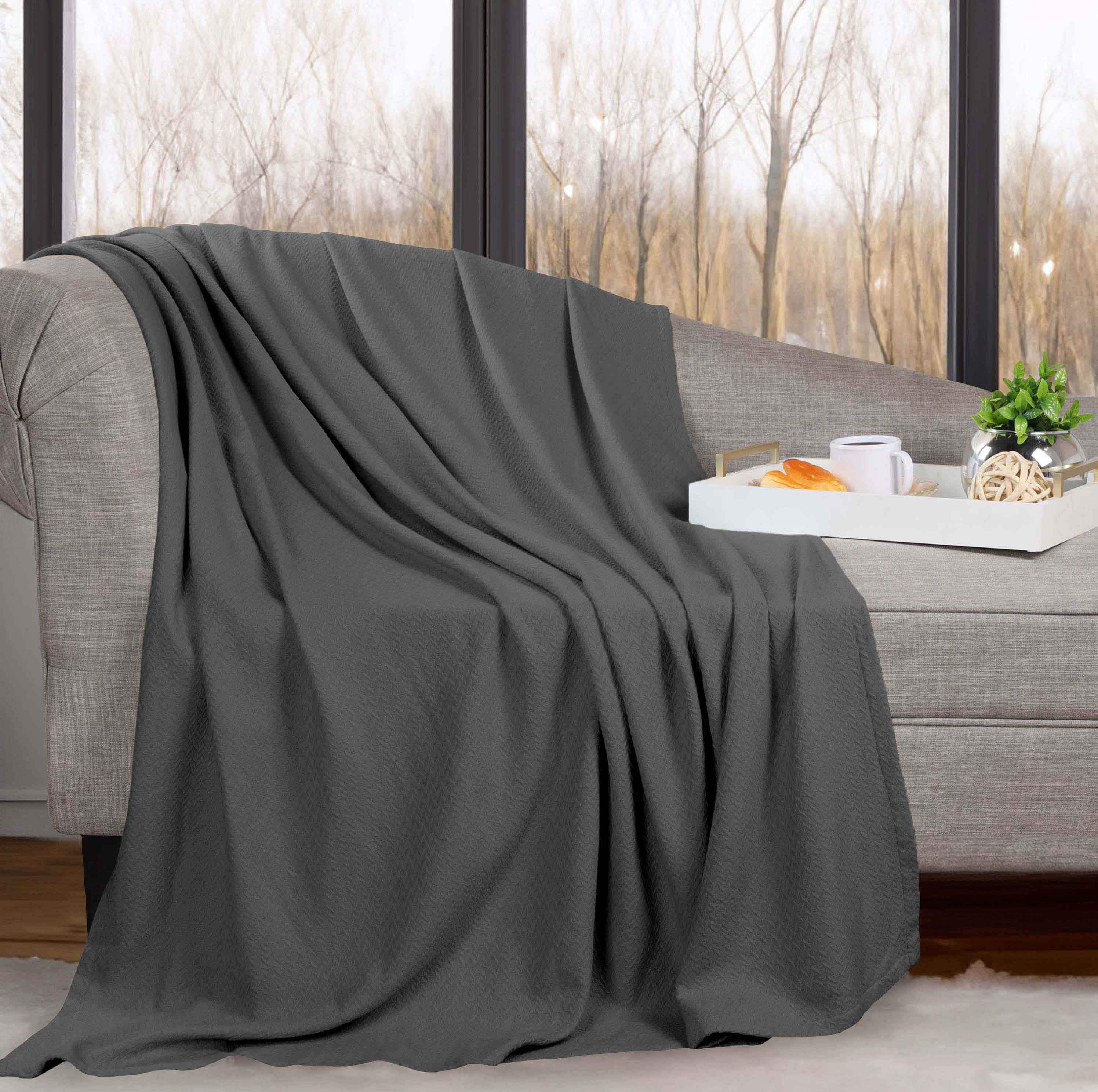 Premium Nobel Cotton Textured Chevron Lightweight Woven Blanket - Soft & Breathable Throw for Sofa, Bed, and Outdoor Picnics - Cozy Home Decor & Travel Companion