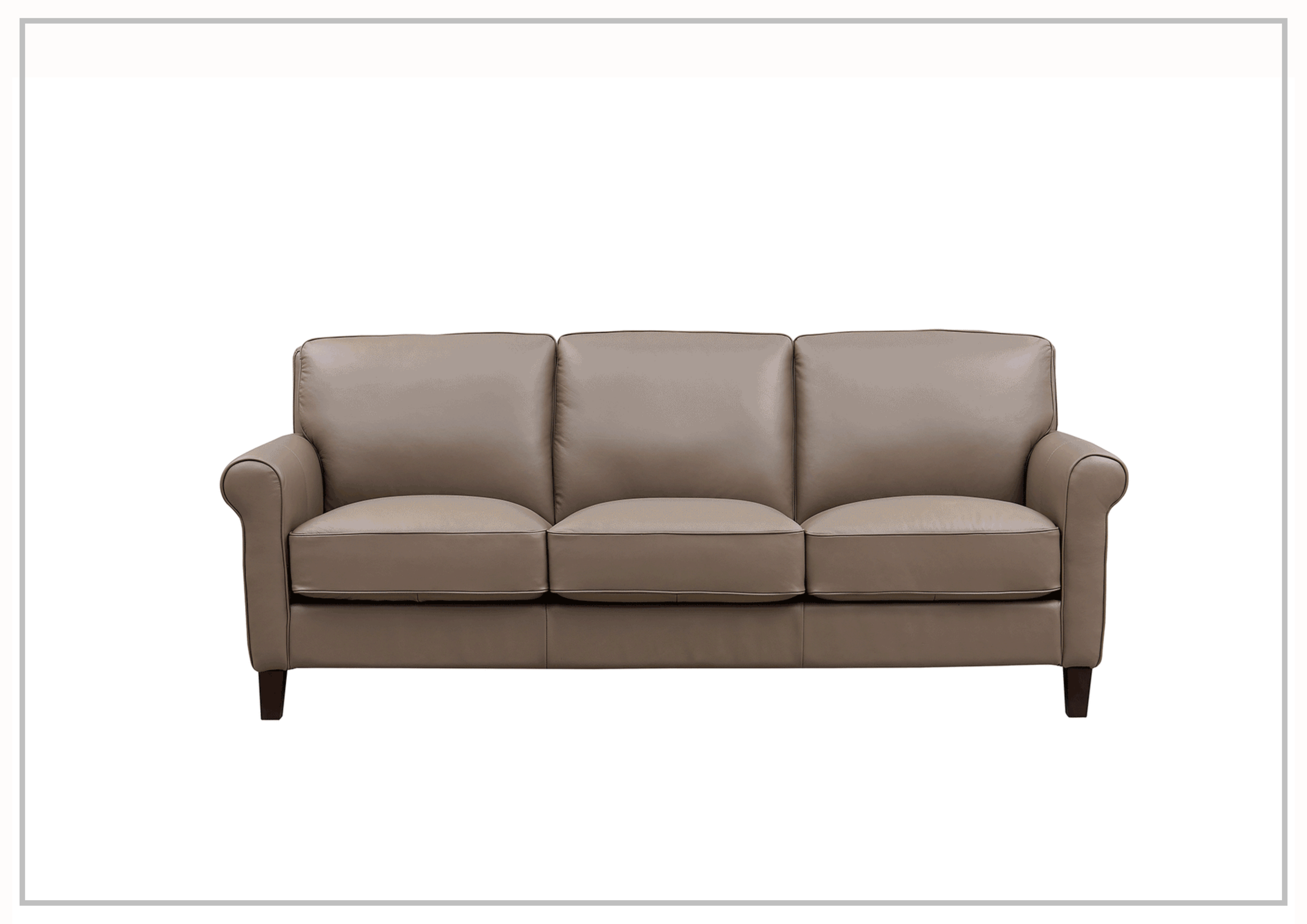 Premium Hydeline Laguna Taupe Brown Leather 3-Seater Sofa with Rolled Arms - Luxurious Living Room Furniture for Home & Office