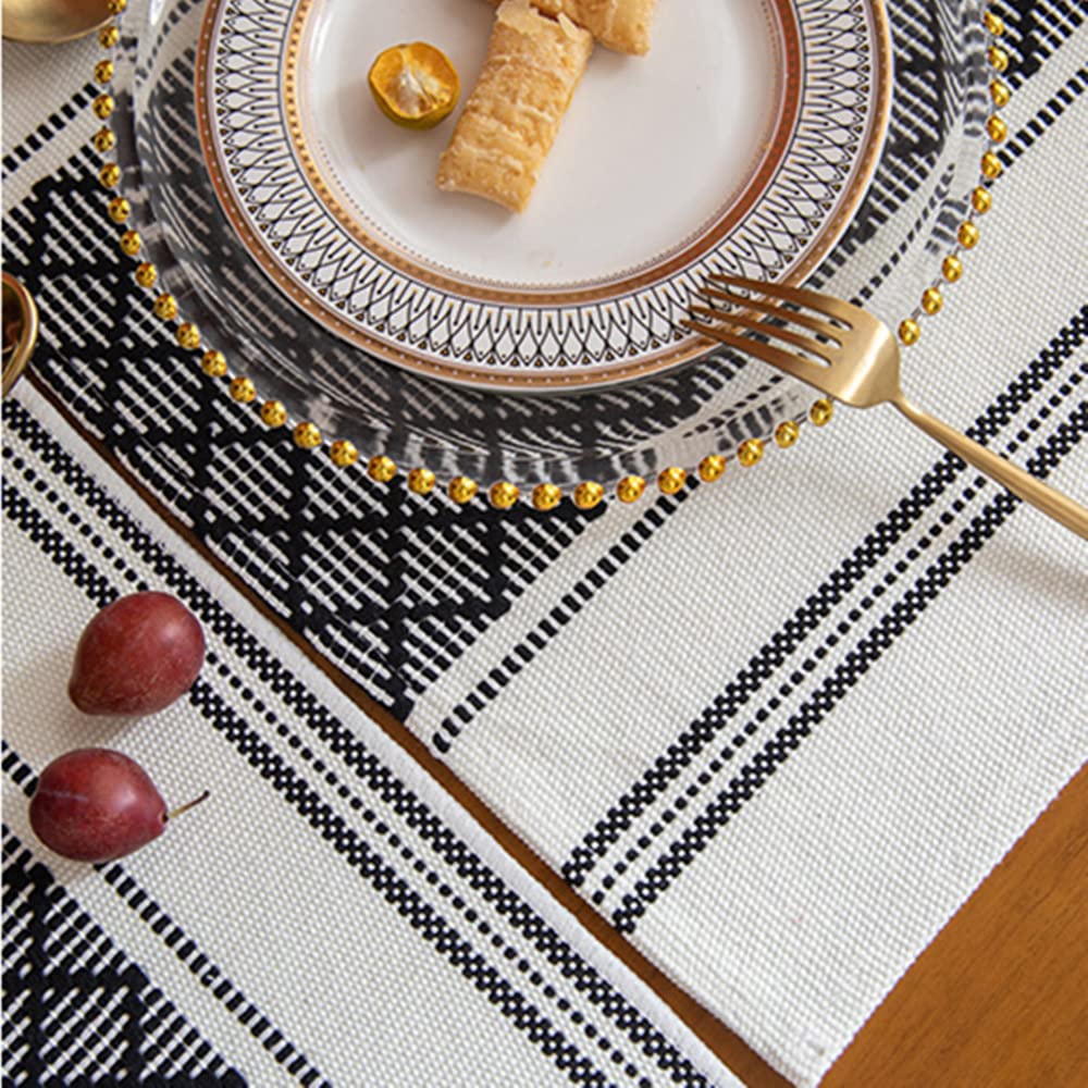 Boho Tassel Table Runner - Farmhouse Rustic Geometric Woven Table Cover for Dining Room Decor, Holiday Parties & Banquets | Perfect for Boho Home Decor, Wedding Reception & Thanksgiving Dinner Table Setting