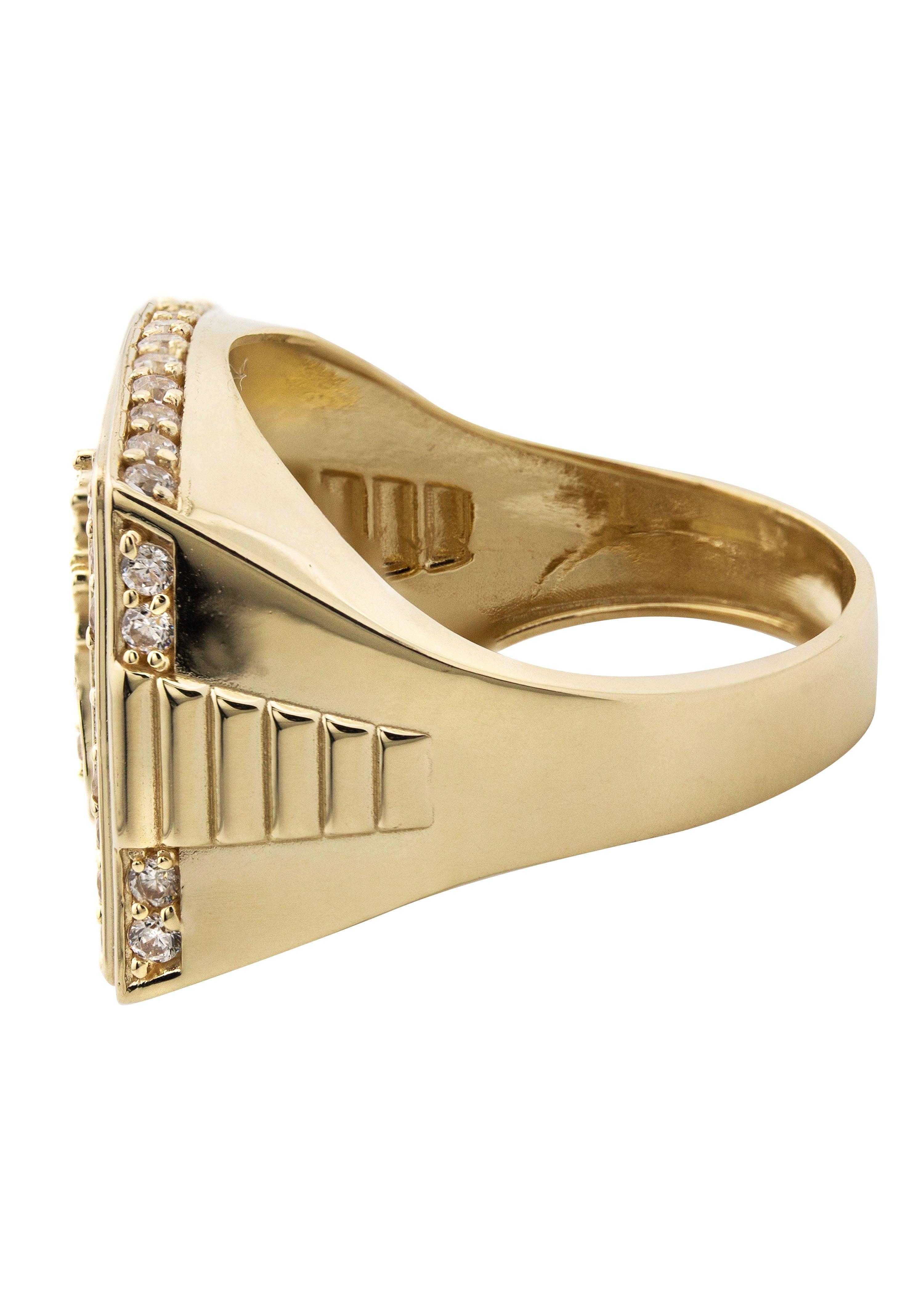 10K Gold CZ Money Sign Ring for Men - 6 Grams | Hip Hop Bling Jewelry for Rappers & Trendsetters