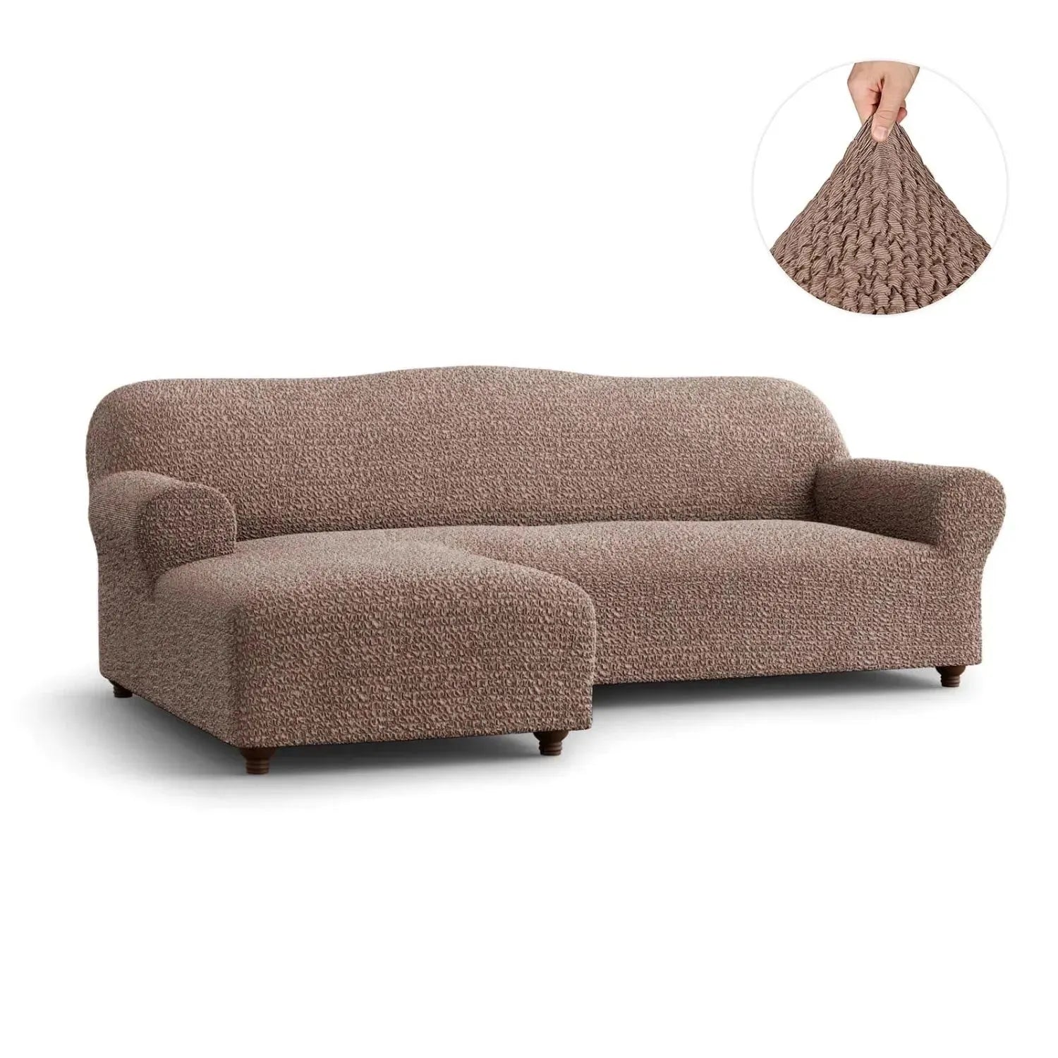 L Shaped Sofa Slipcover with Left Chaise - Mille Righe Collection | Stretchable Furniture Protector for Sectional Couches | Perfect for Living Room, Family Room & Home Theater
