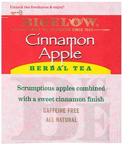 Bigelow Cinnamon Apple Hibiscus Herbal Tea Bags - 28 Count, All Natural, Non-GMO, Caffeine-Free - Perfect for Relaxation, Afternoon Tea & Cold Weather Comfort