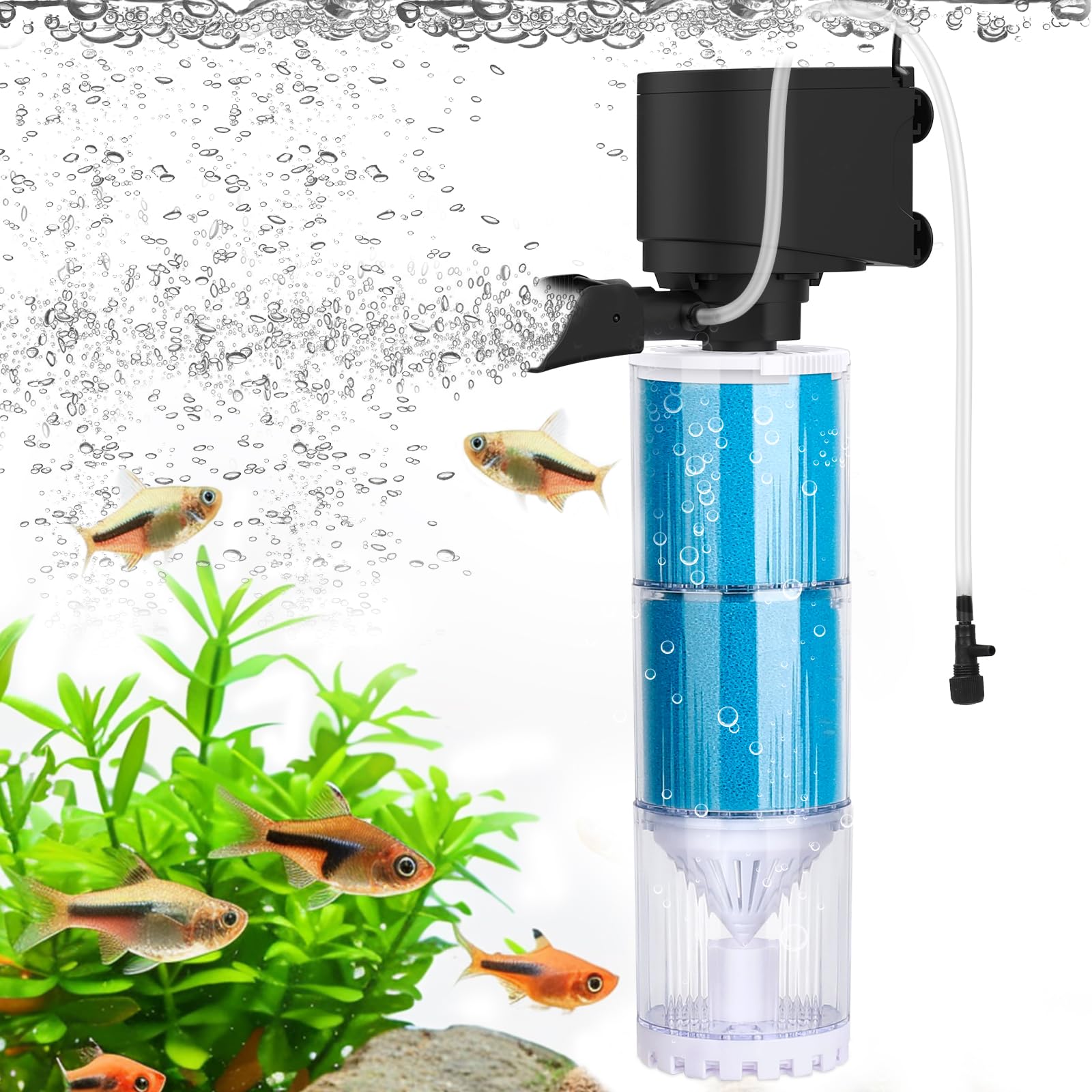 Best Aquarium Air Pump for Fish Tanks - Quiet Oxygen Pump with Adjustable Airflow for Freshwater & Saltwater Tanks - Perfect for Home Aquariums, Fish Breeding, and Hydroponics Systems