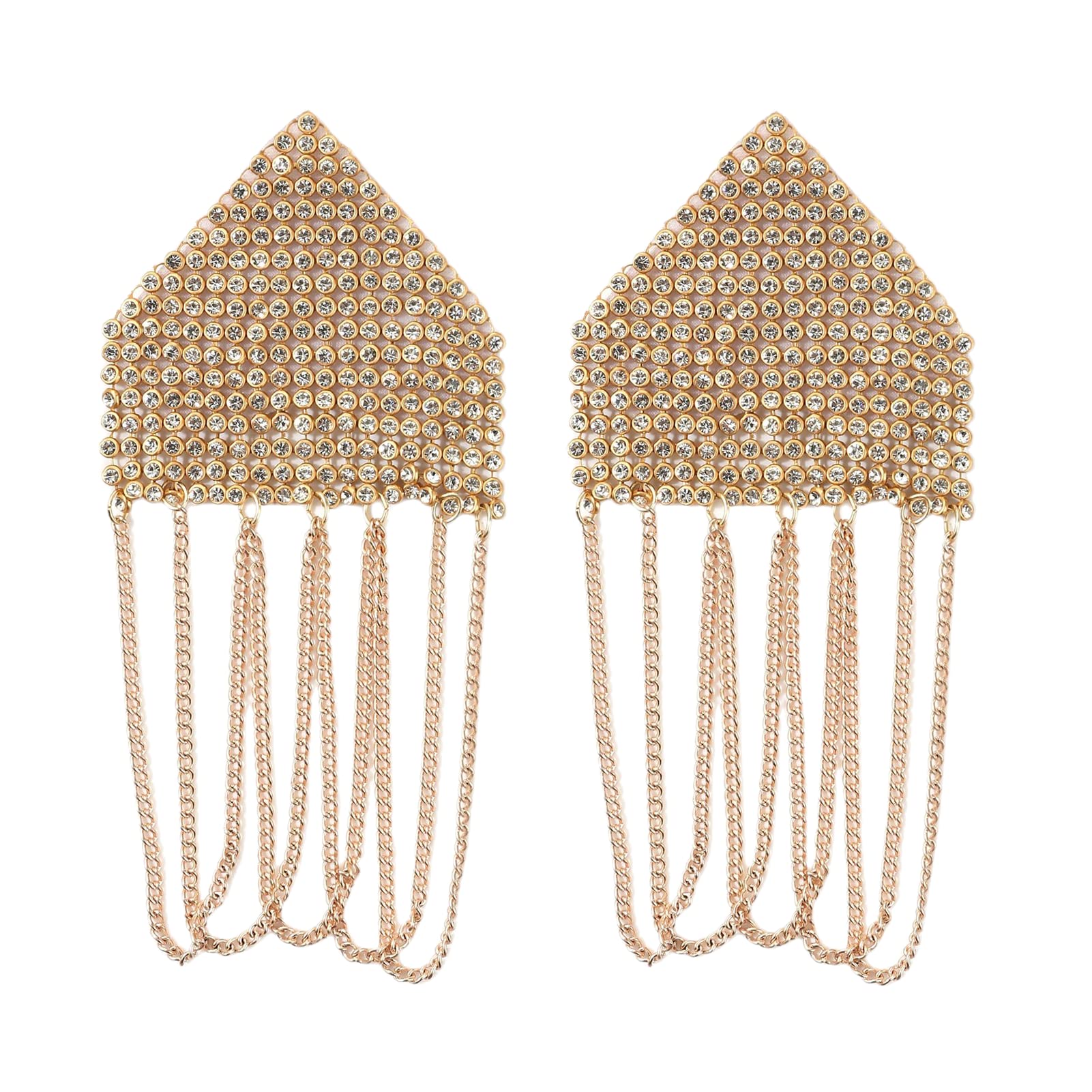 Sparkly Rhinestone Metal Chain Nipple Covers with Tassel - Reusable Adhesive Pasties for Women | Sexy Body Jewelry for Bachelorette Parties, Festivals & Boudoir Photography
