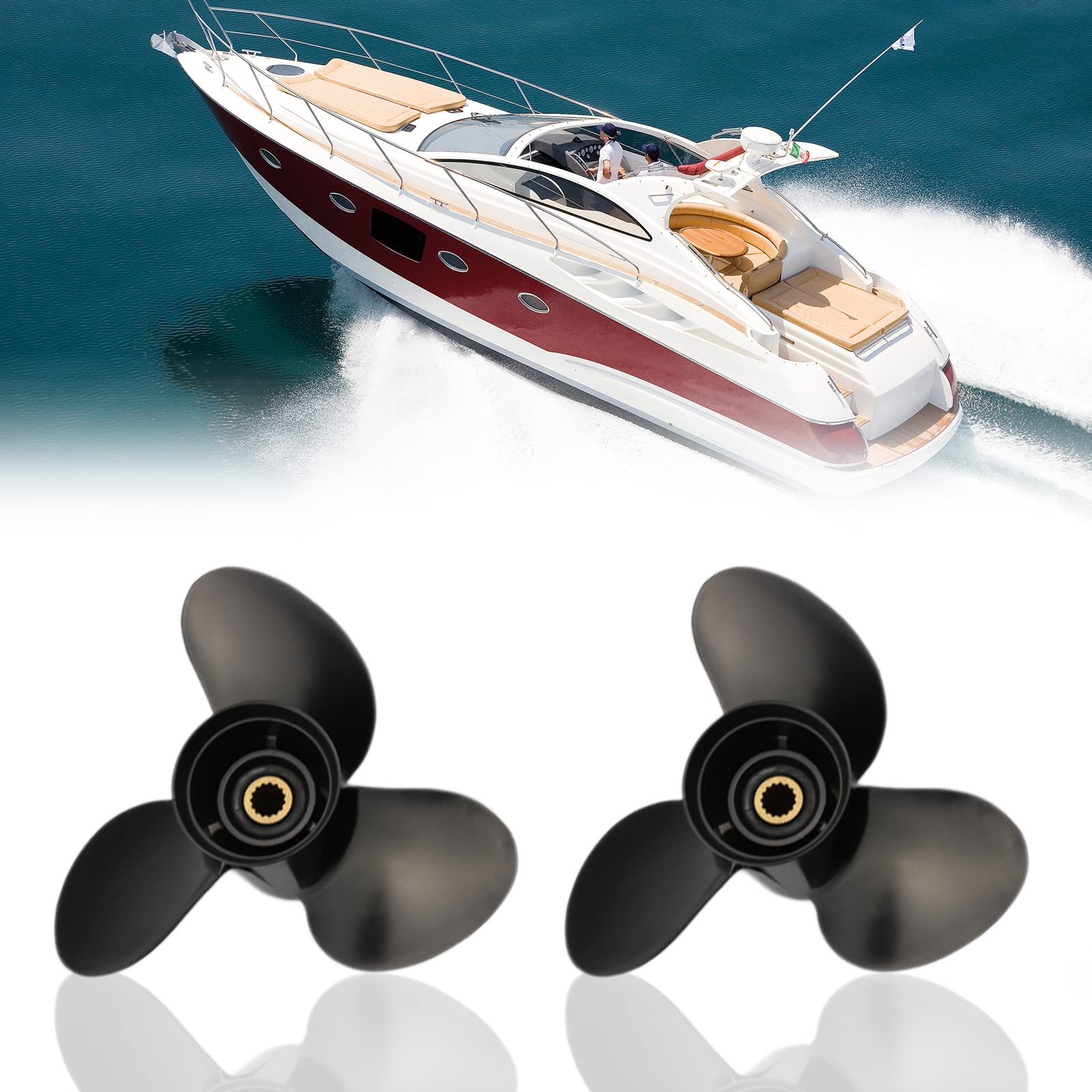 Jetman Aluminum Outboard Propeller 3-Blade 13 Spline RH - Compatible with Suzuki 60HP-140HP Boat Motors (60HP/70HP/75HP/85HP/90HP/100HP/115HP/140HP) - Durable Marine Replacement Part for Fishing, Cruising & Water Sports